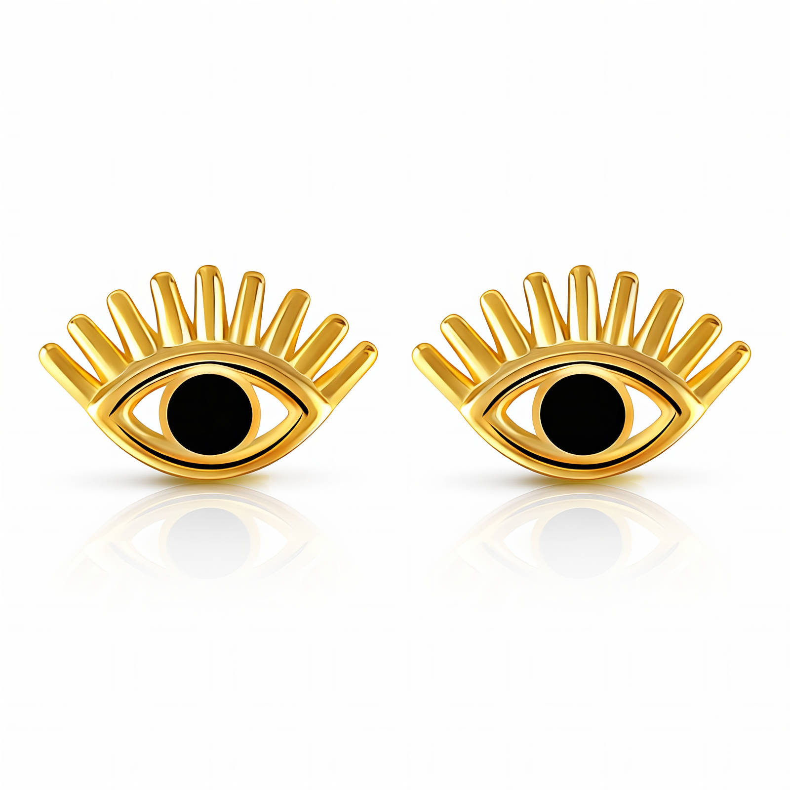 "Evil Eyes" Earrings, 18K Gold Plated Steel