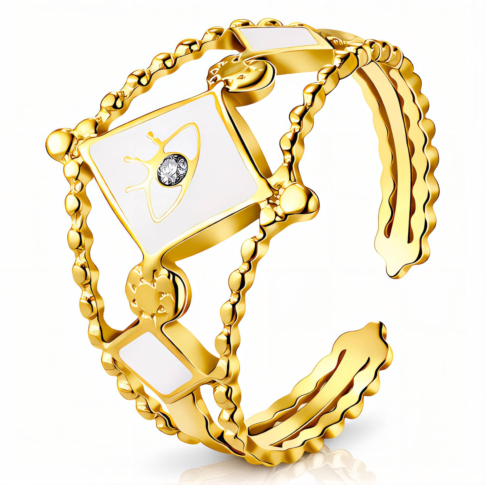 "Evil Eye" Ring, 18K Gold Plated Steel