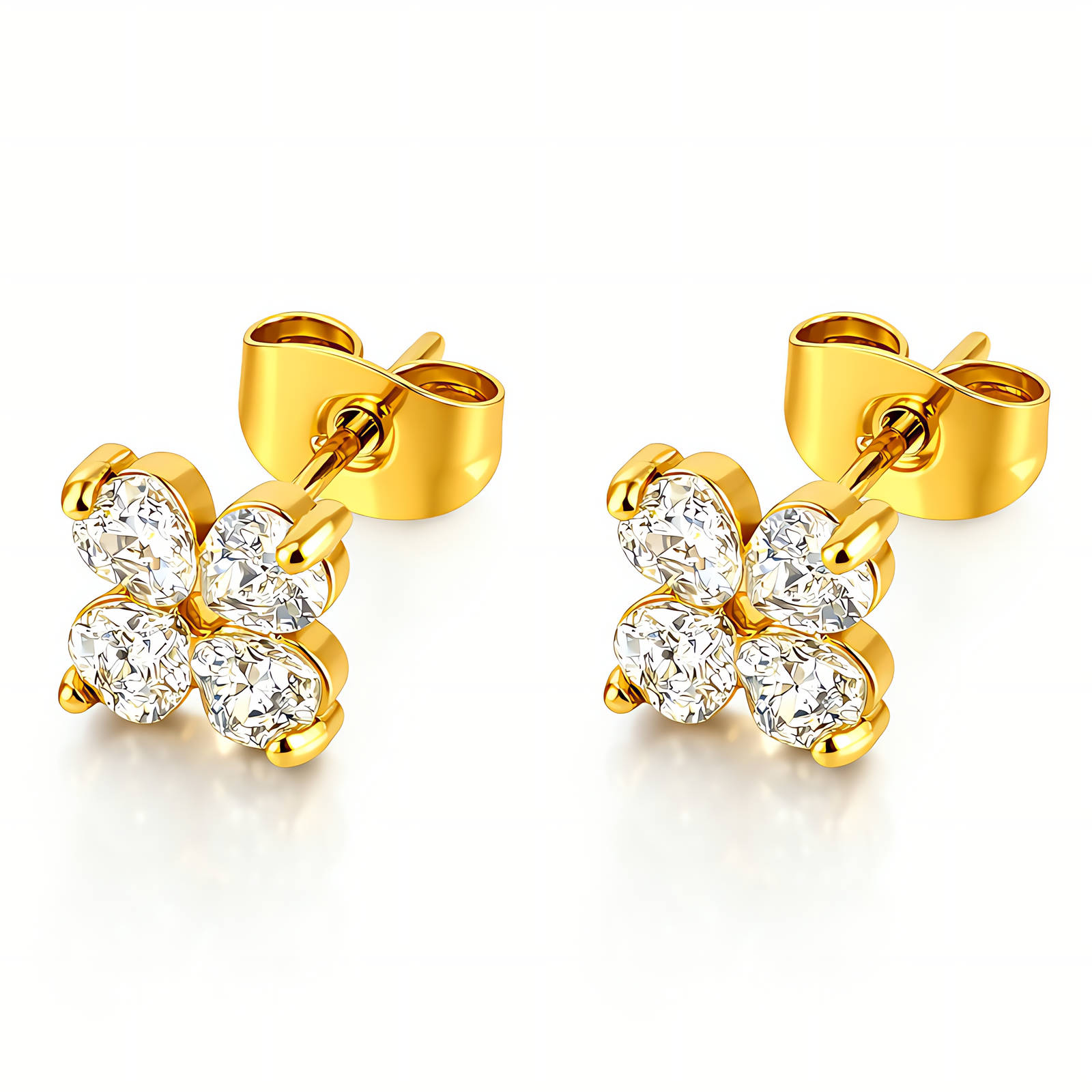Earrings, 18K Gold Plated Steel
