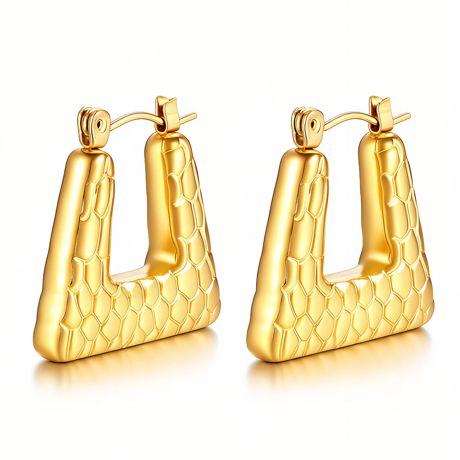 Earrings, 18K Gold Plated Steel