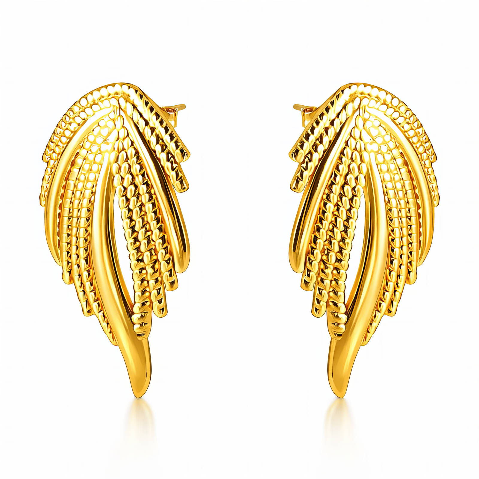 "Leaves" Earrings, 18K Gold Plated Steel