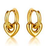 "Hearts" Earrings, 18K Gold Plated Steel
