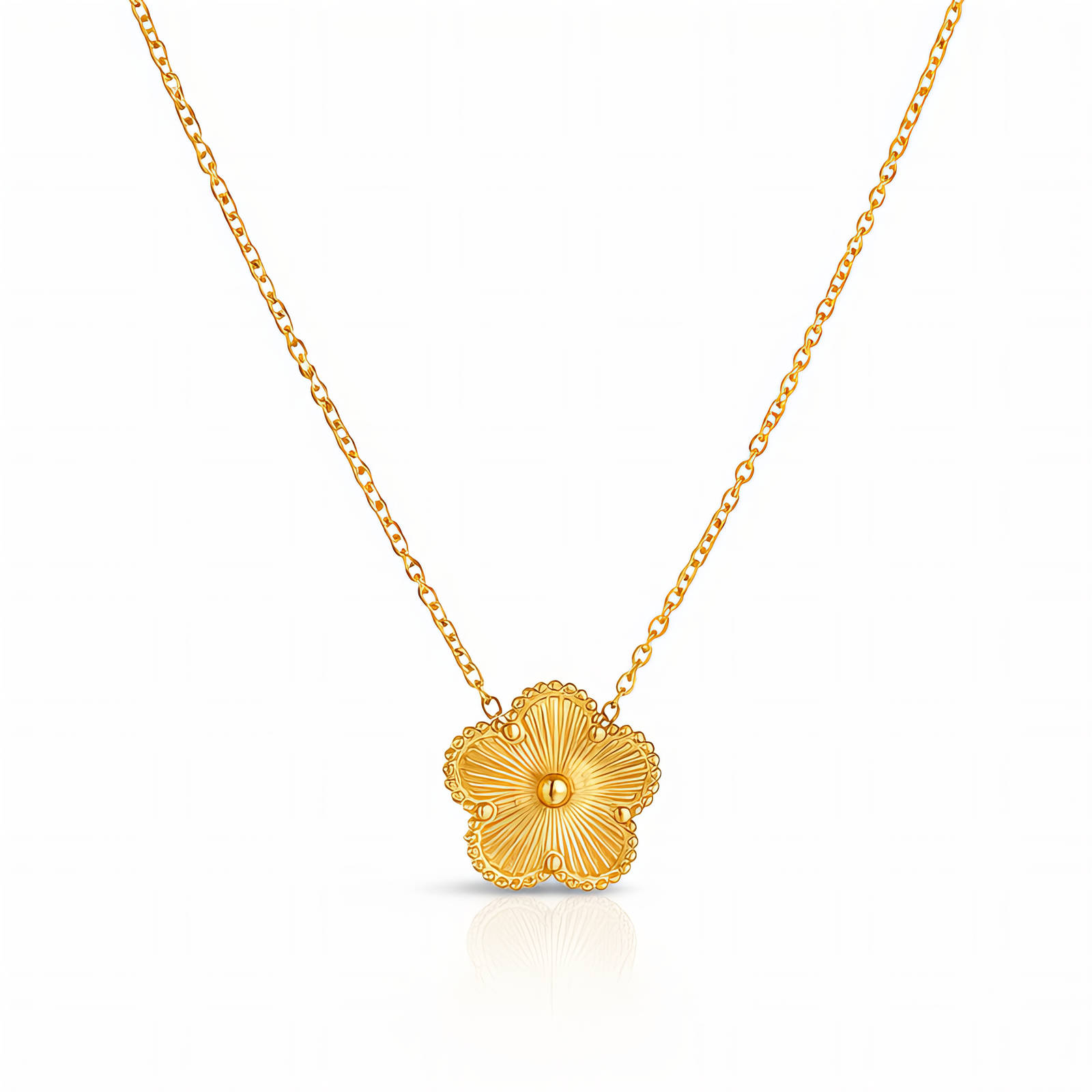 "Flower" Necklace, 18K Gold Plated Steel