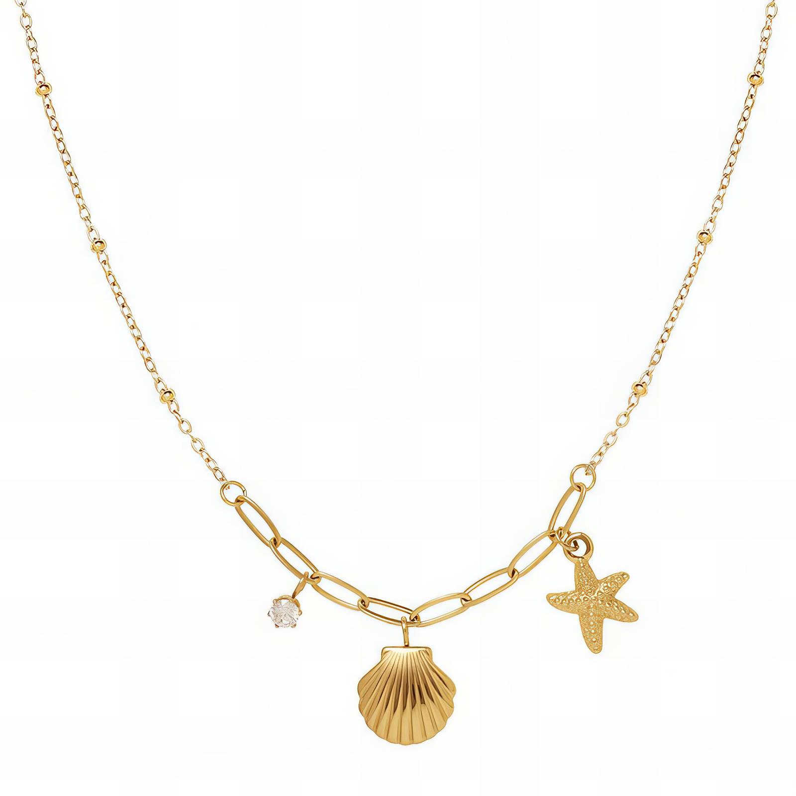 Necklace, 18K Gold Plated Steel