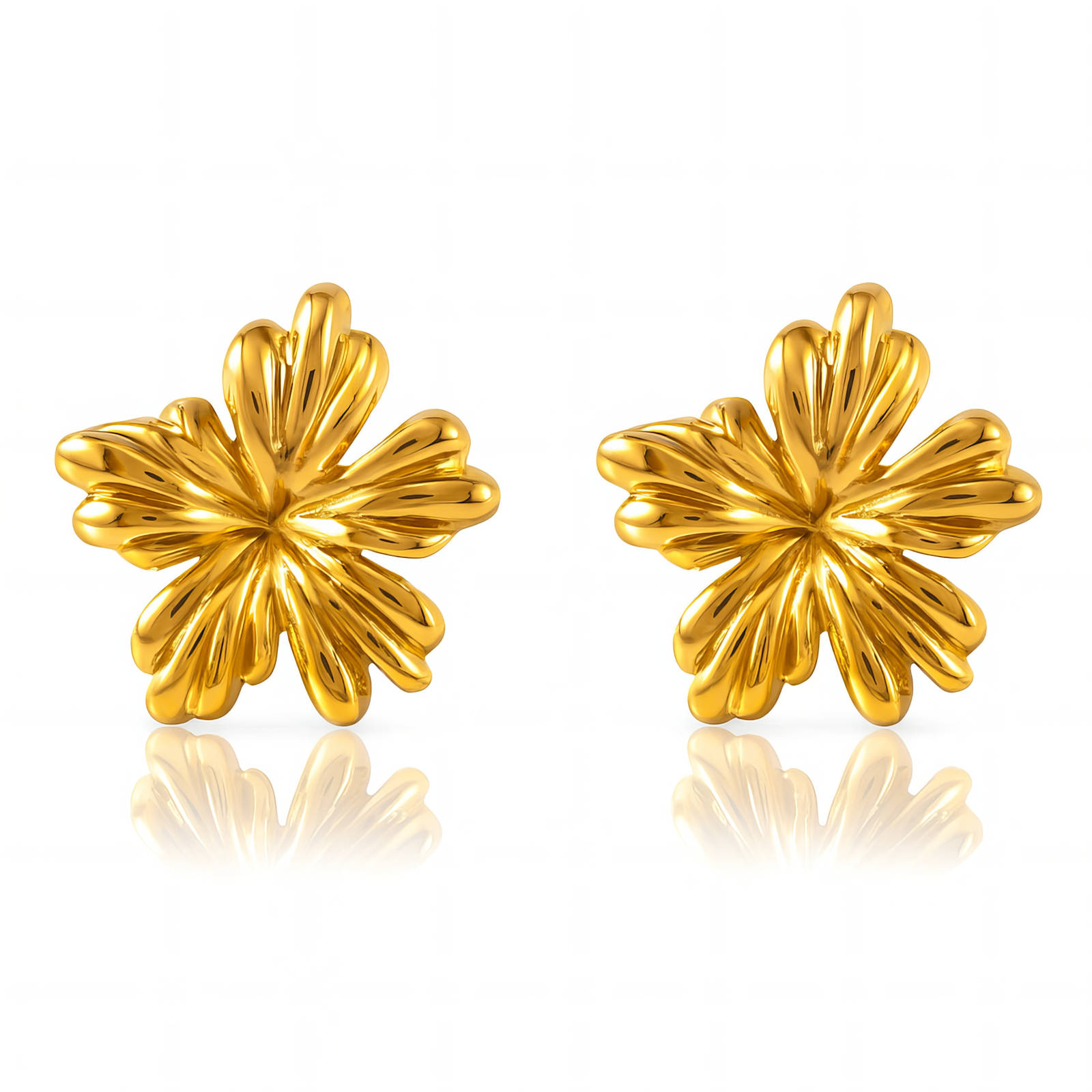 "Flowers" Earrings, 18K Gold Plated Steel