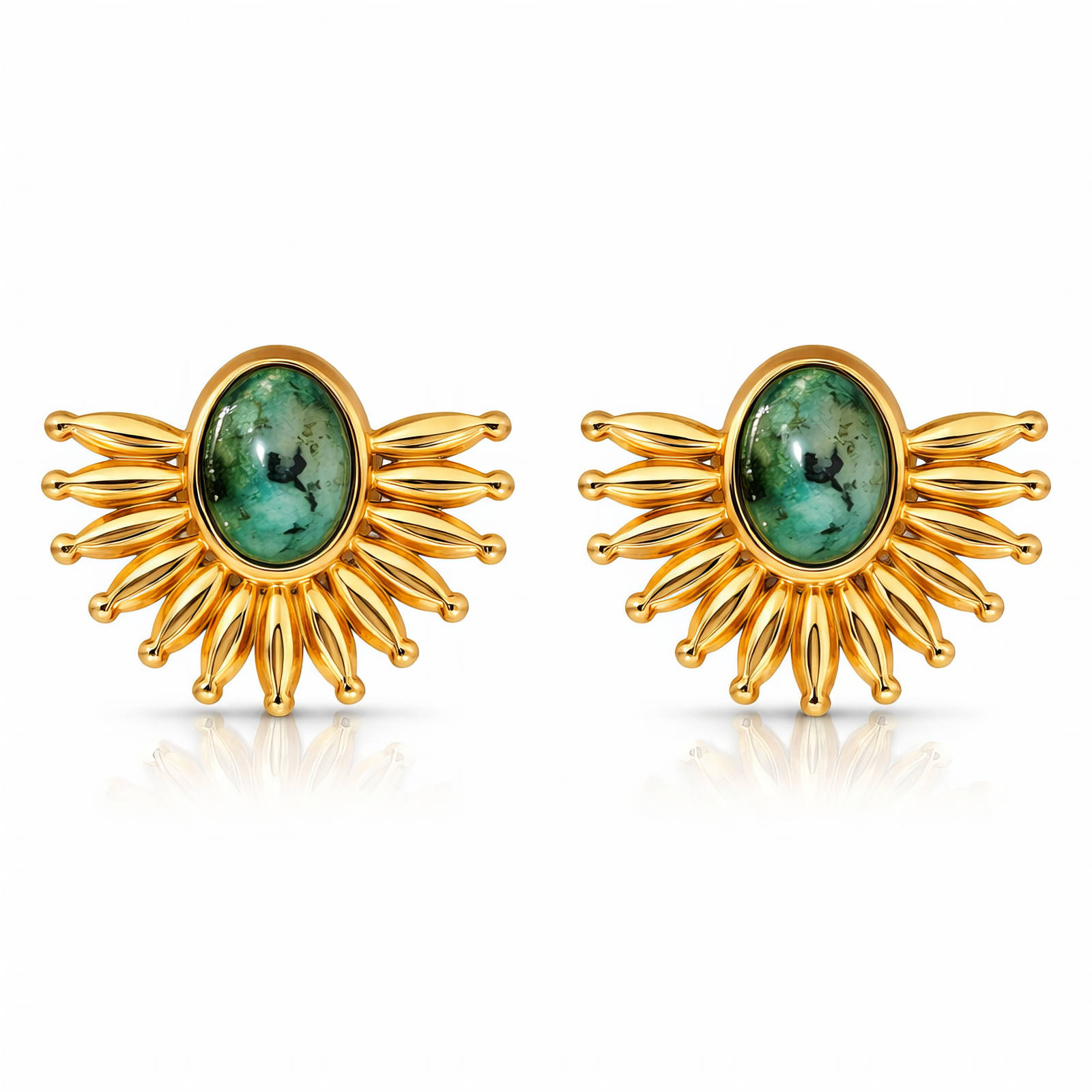 Earrings, 18K Gold Plated Steel