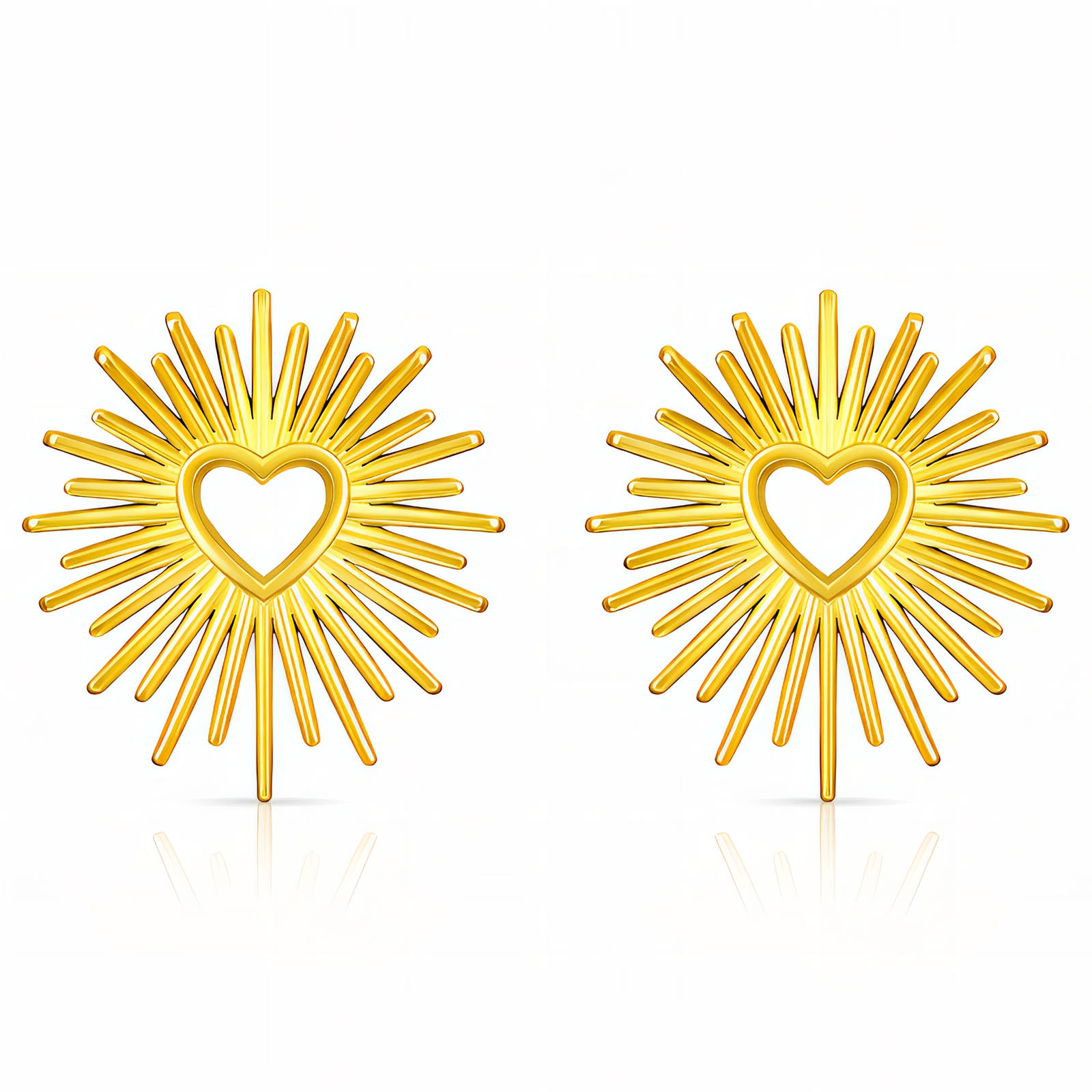 "Hearts" Earrings, 18K Gold Plated Steel