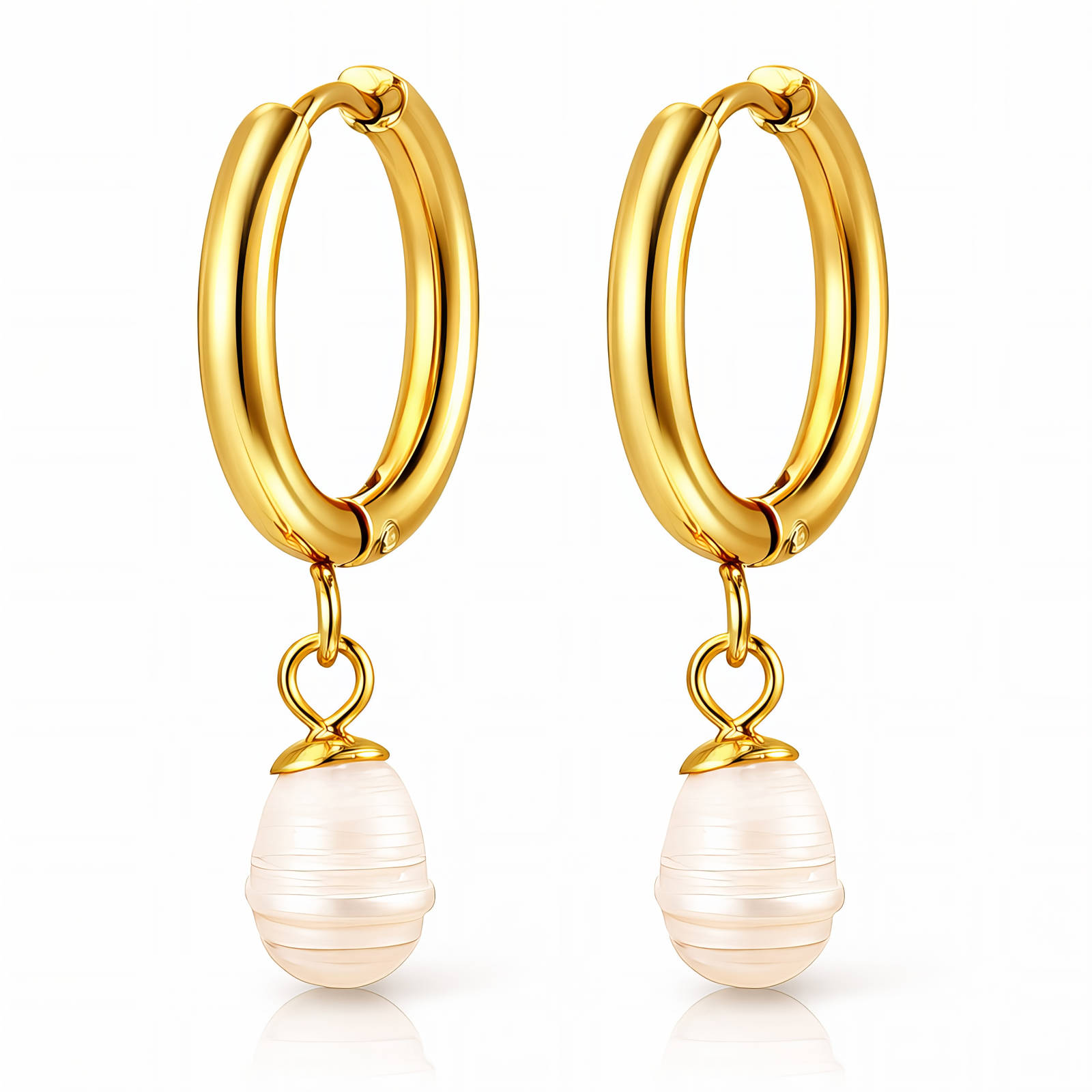 Earrings, 18K Gold Plated Steel