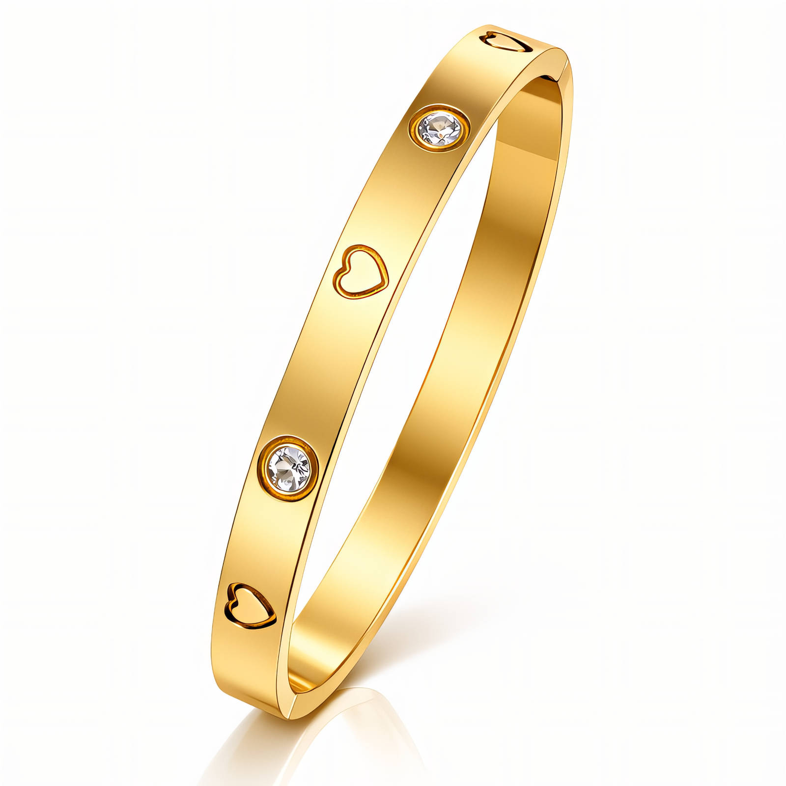 "Hearts" Bracelet, 18K Gold Plated Steel