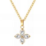 "Flower" Necklace, 18K Gold Plated Steel