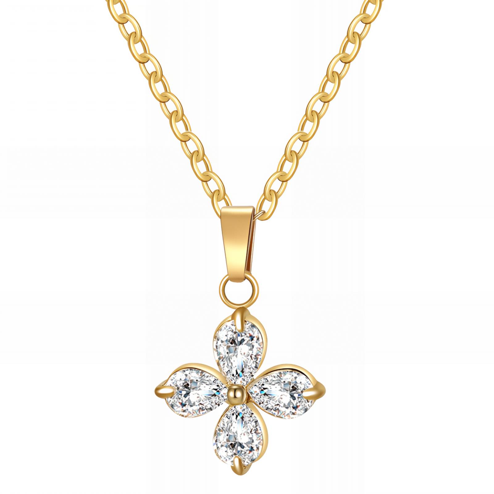 "Flower" Necklace, 18K Gold Plated Steel