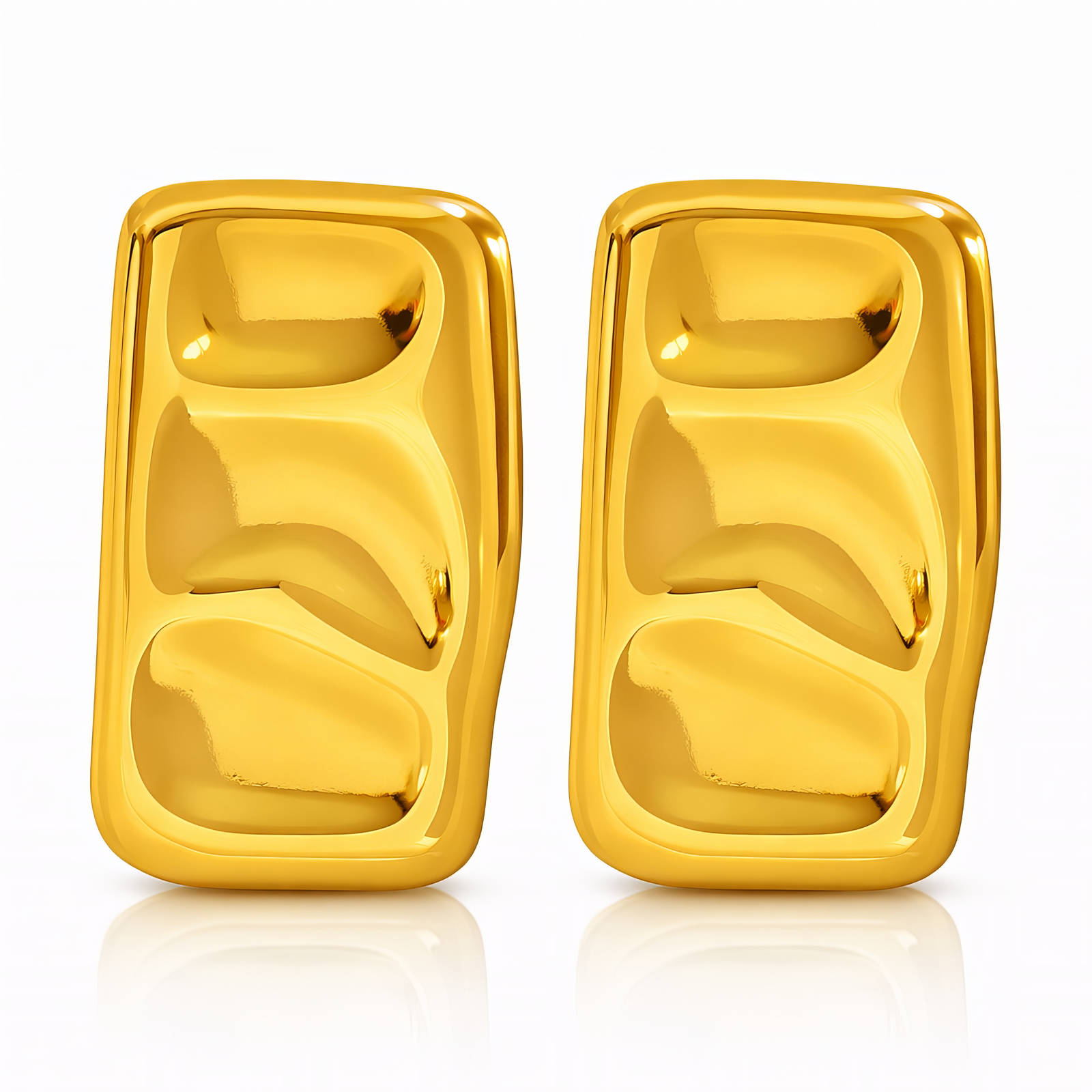 Earrings, 18K Gold Plated Steel