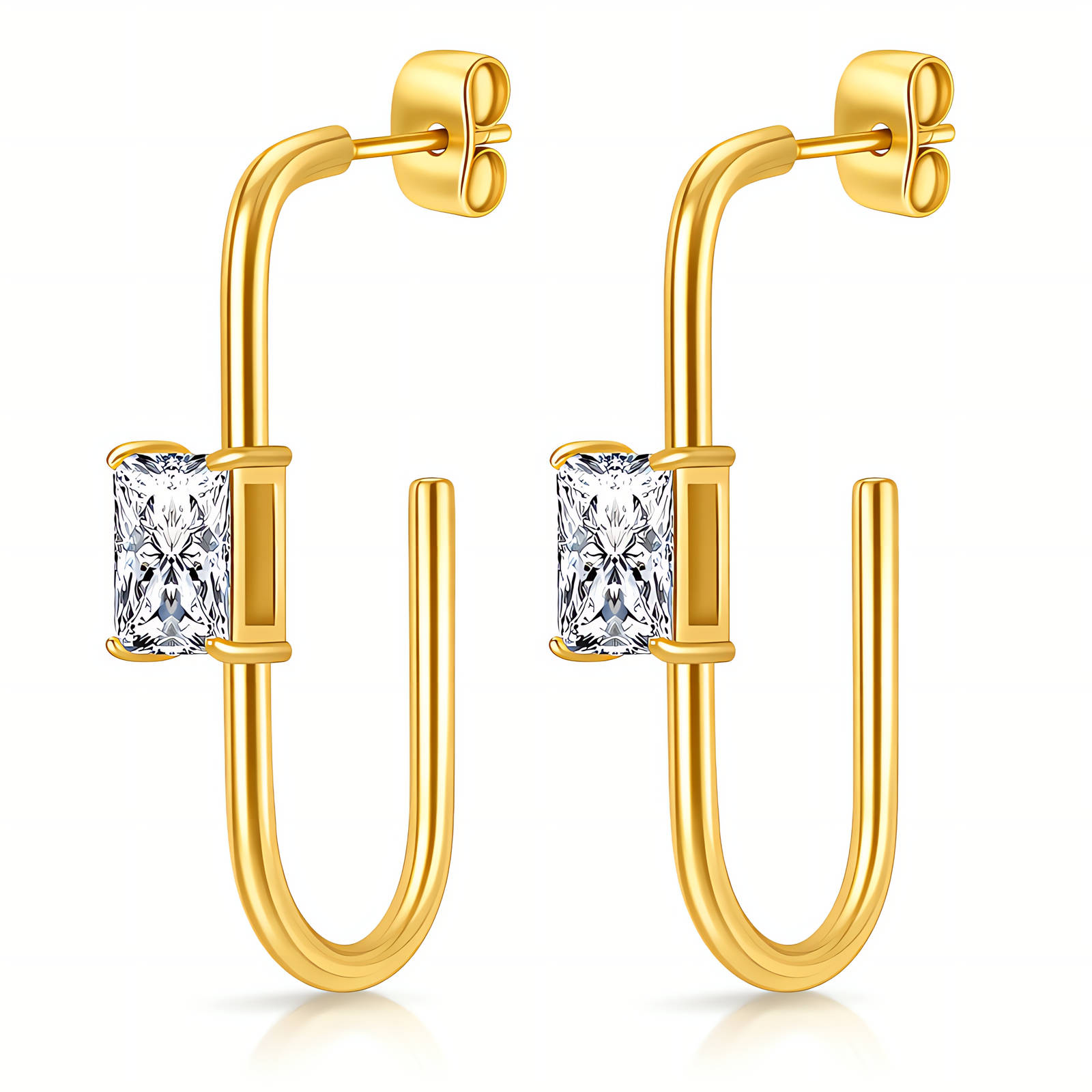Earrings, 18K Gold Plated Steel