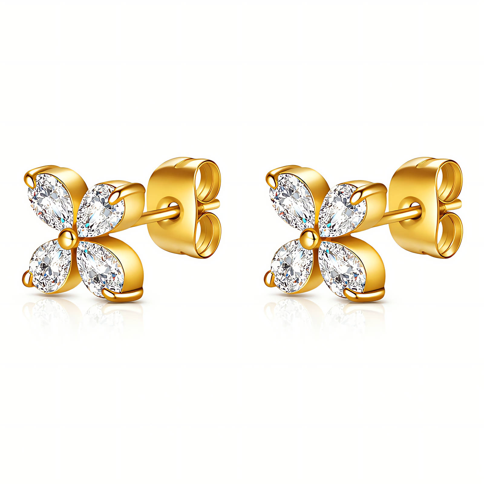 "Flowers" Earrings, 18K Gold Plated Steel