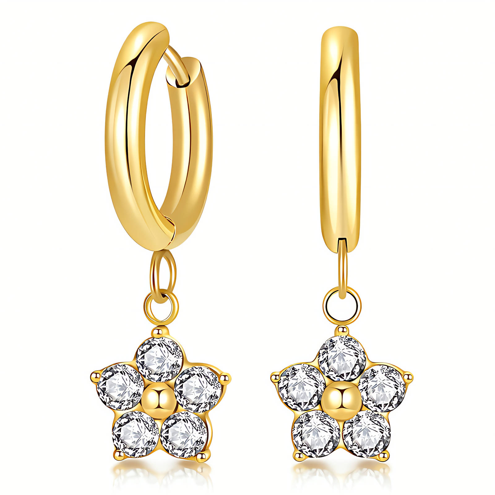"Flowers" Earrings, 18K Gold Plated Steel