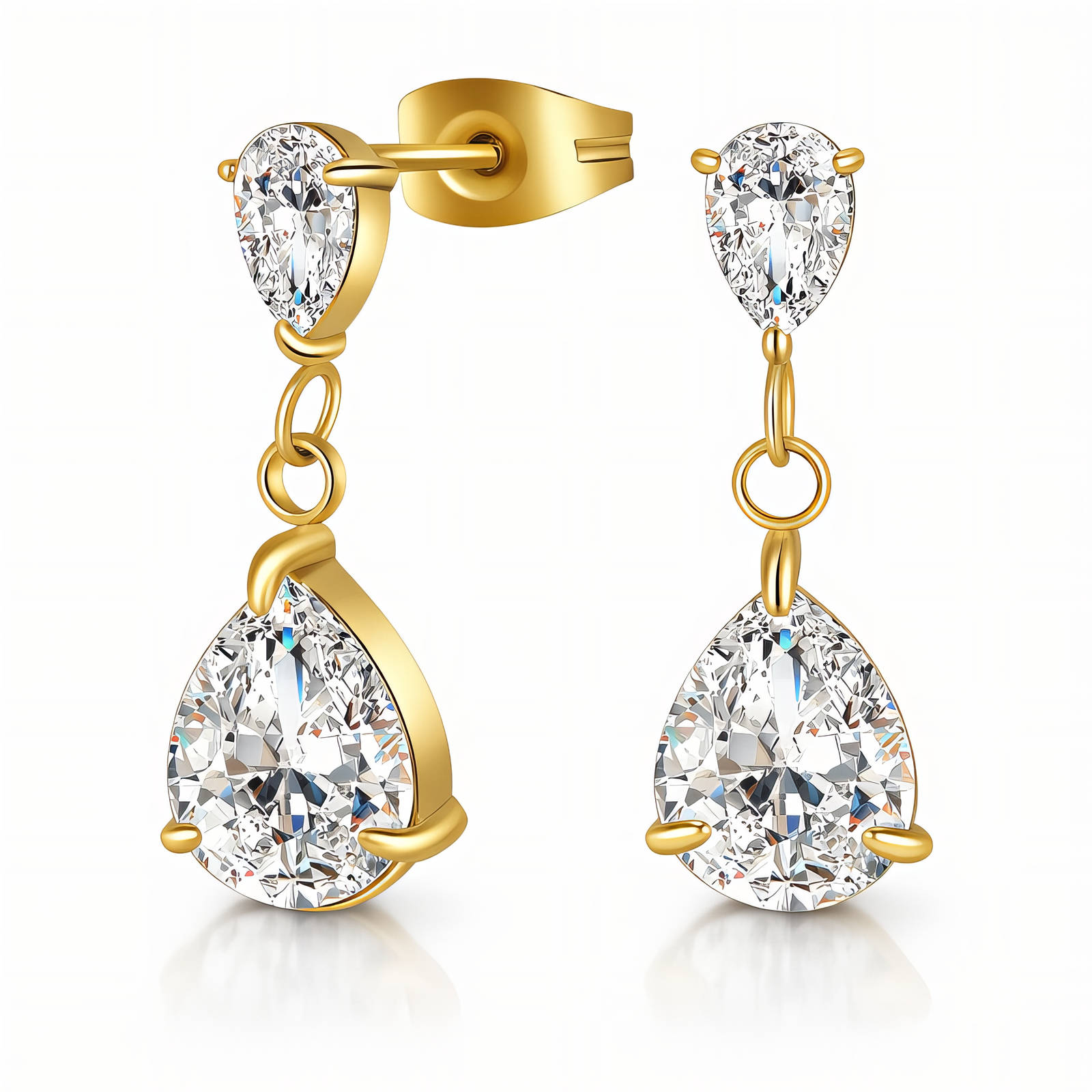 Earrings, 18K Gold Plated Steel