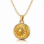 "Sun and Moon" Necklace, 18K Gold Plated Steel