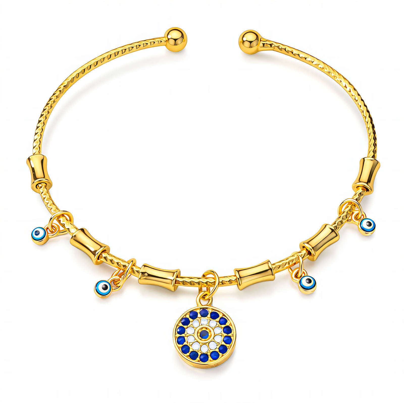 "Evil Eyes" Bracelet, 18K Gold Plated Steel