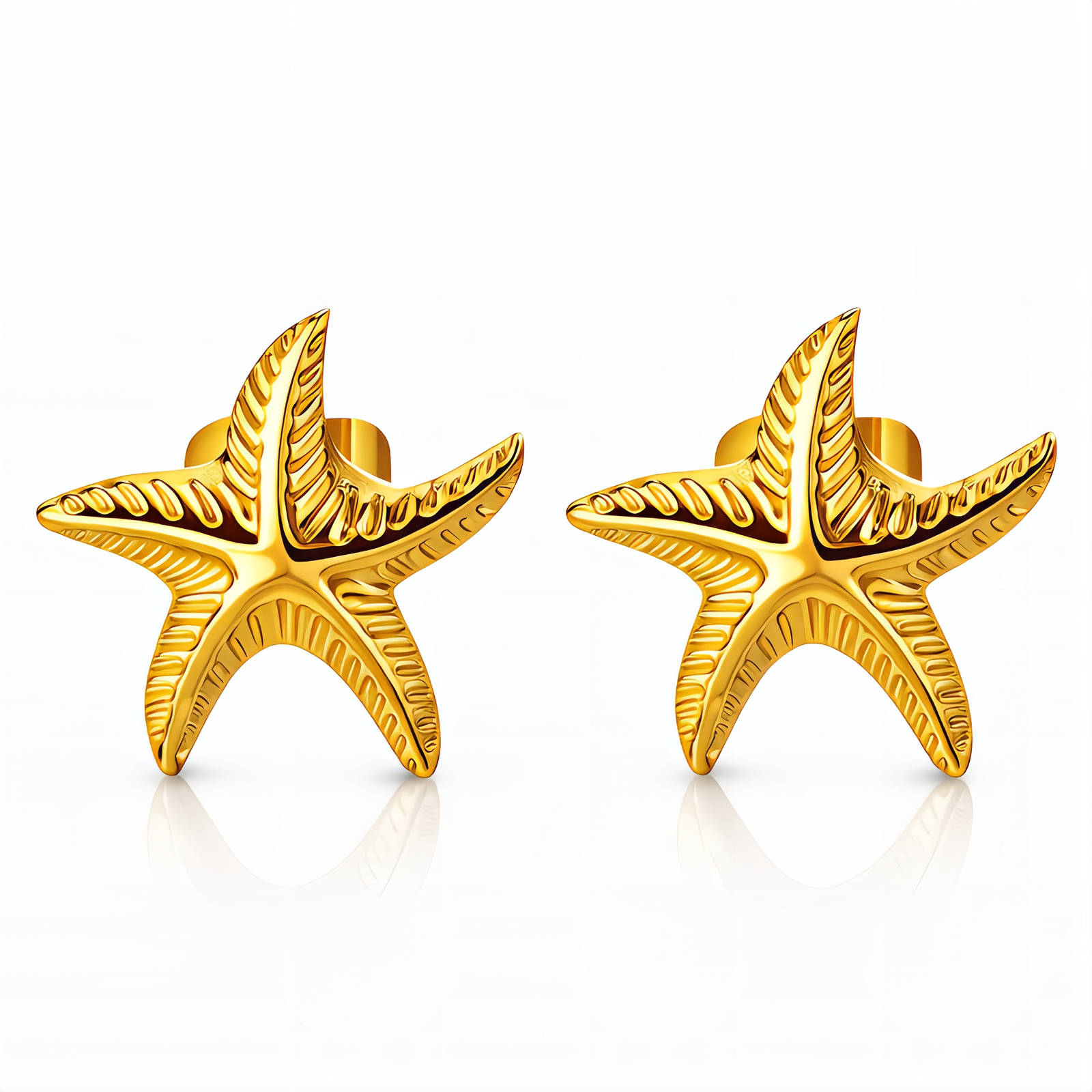"Starfishes" Earrings, 18K Gold Plated Steel