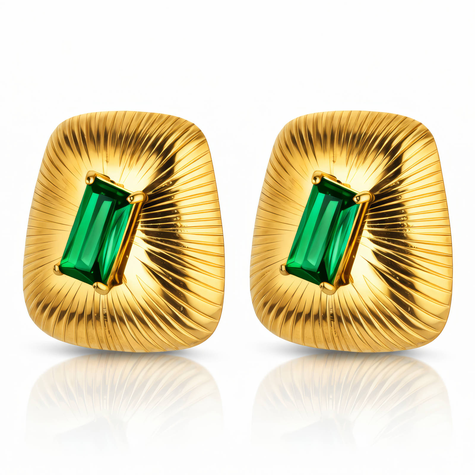 Earrings, 18K Gold Plated Brass
