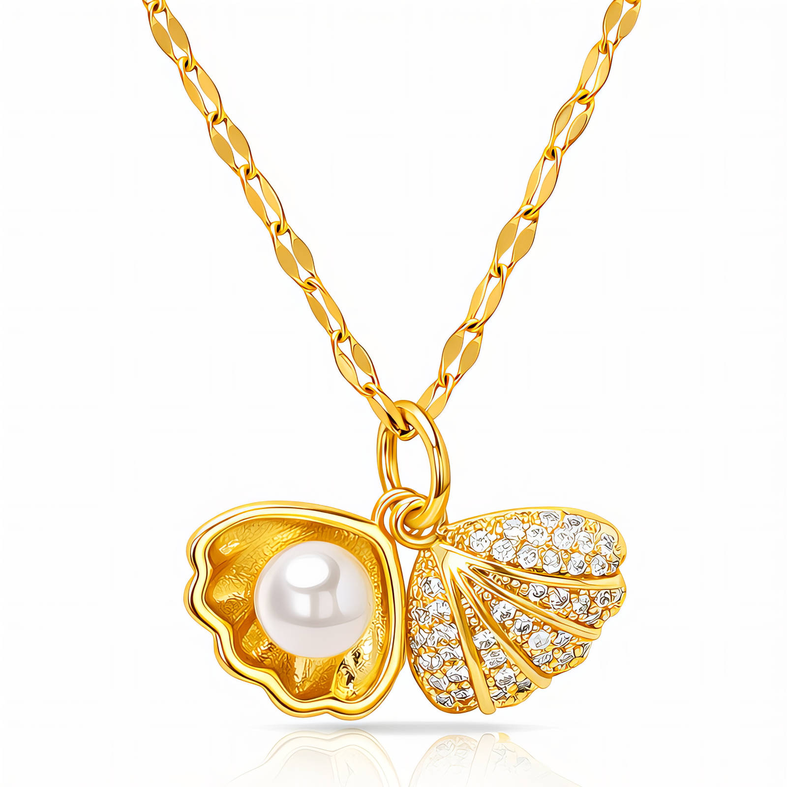 "Seashell" Necklace, 18K Gold Plated Steel