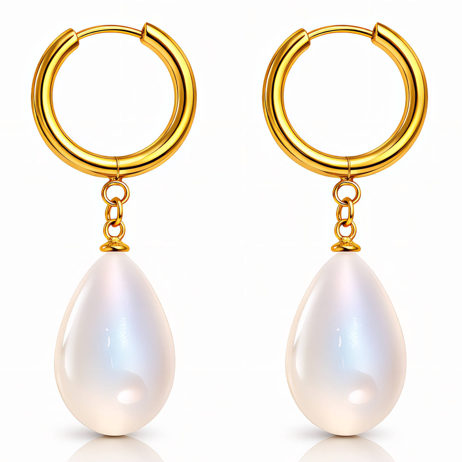 Earrings, 18K Gold Plated Steel