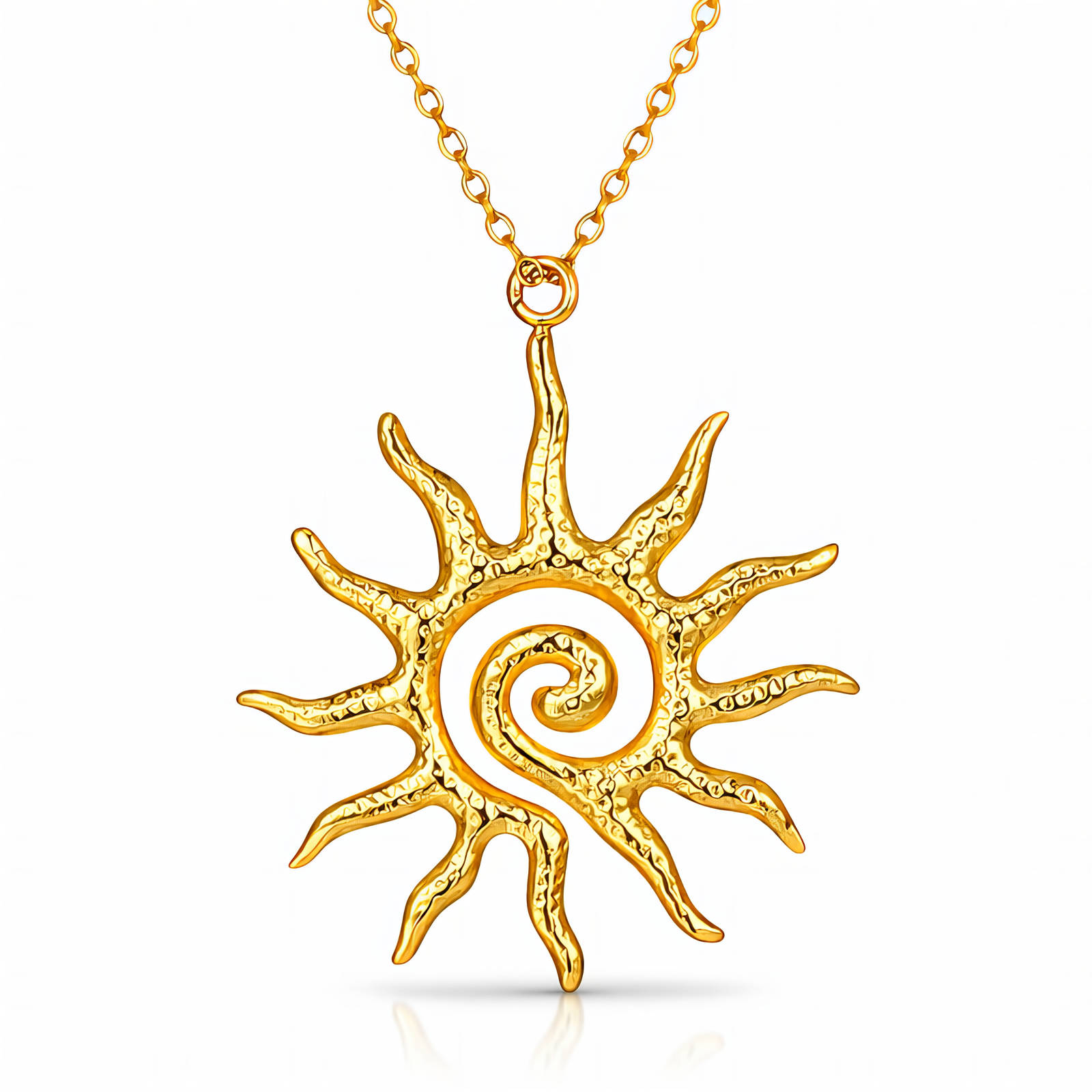 "Sun" Necklace, 18K Gold Plated Steel
