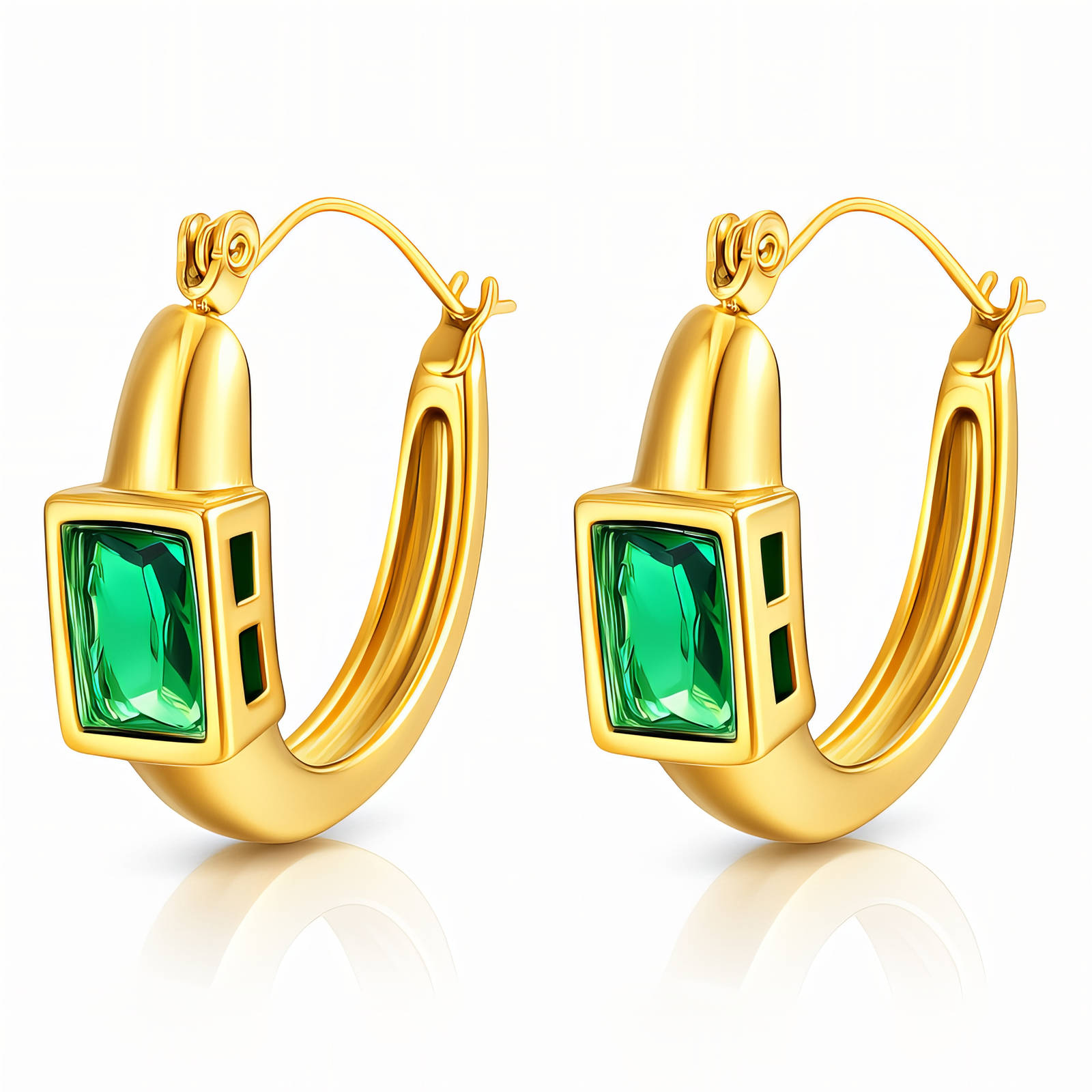 Earrings, 18K Gold Plated Steel
