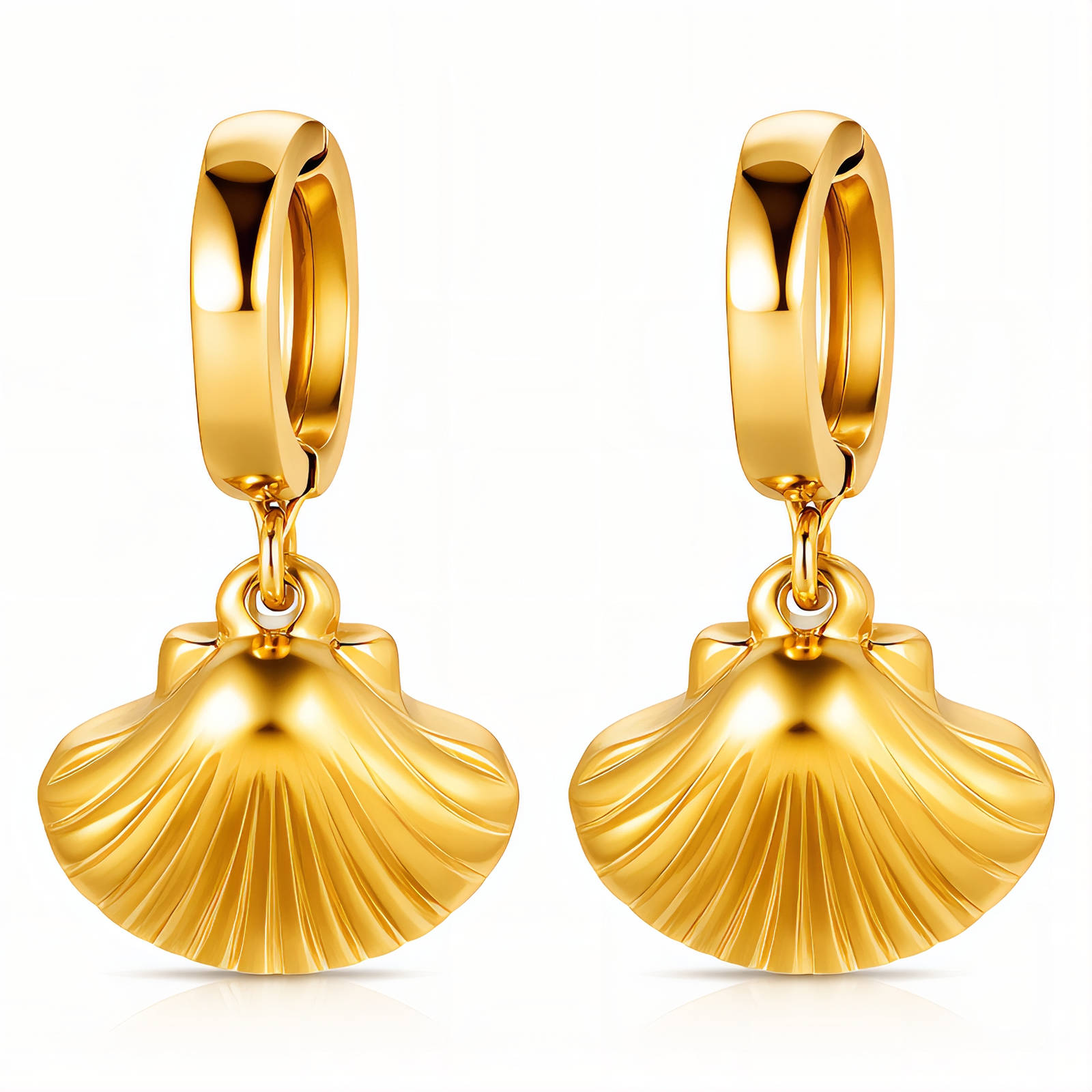 "Seashells" Earrings, 18K Gold Plated Steel