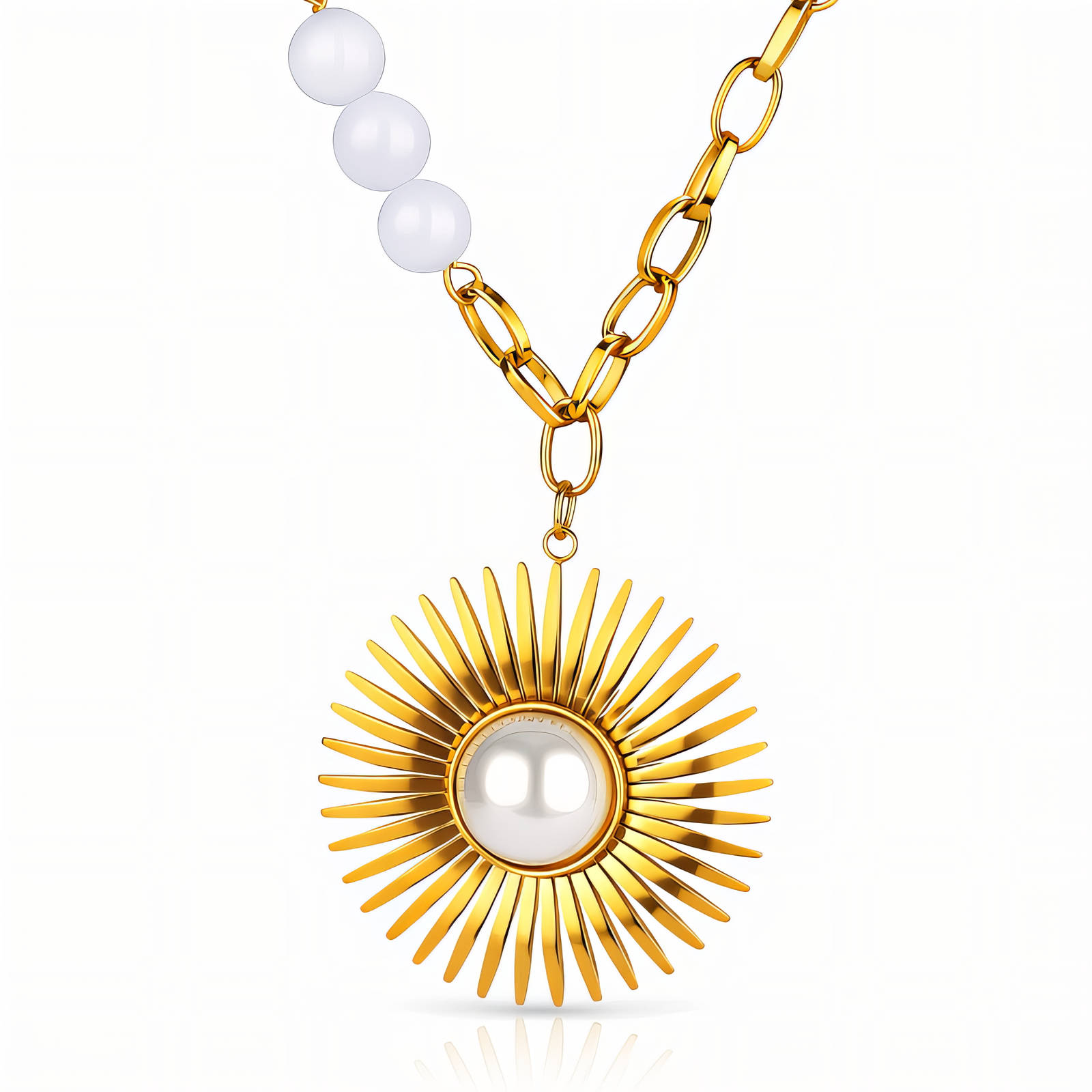 "Flower" Necklace, 18K Gold Plated Steel