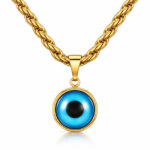 "Evil Eye" Necklace, 18K Gold Plated Steel