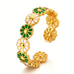 "Flower Meadow" Ring, 18K Gold Plated Steel