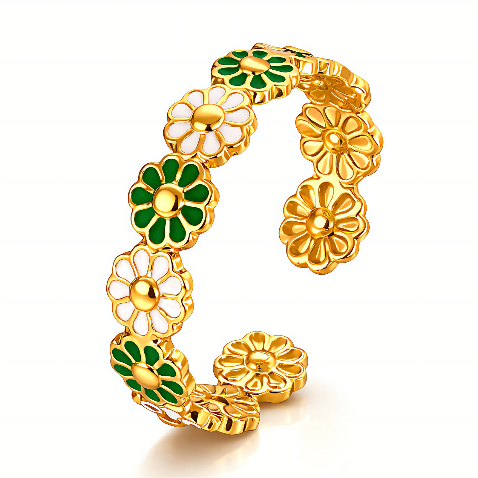 "Flower Meadow" Ring, 18K Gold Plated Steel
