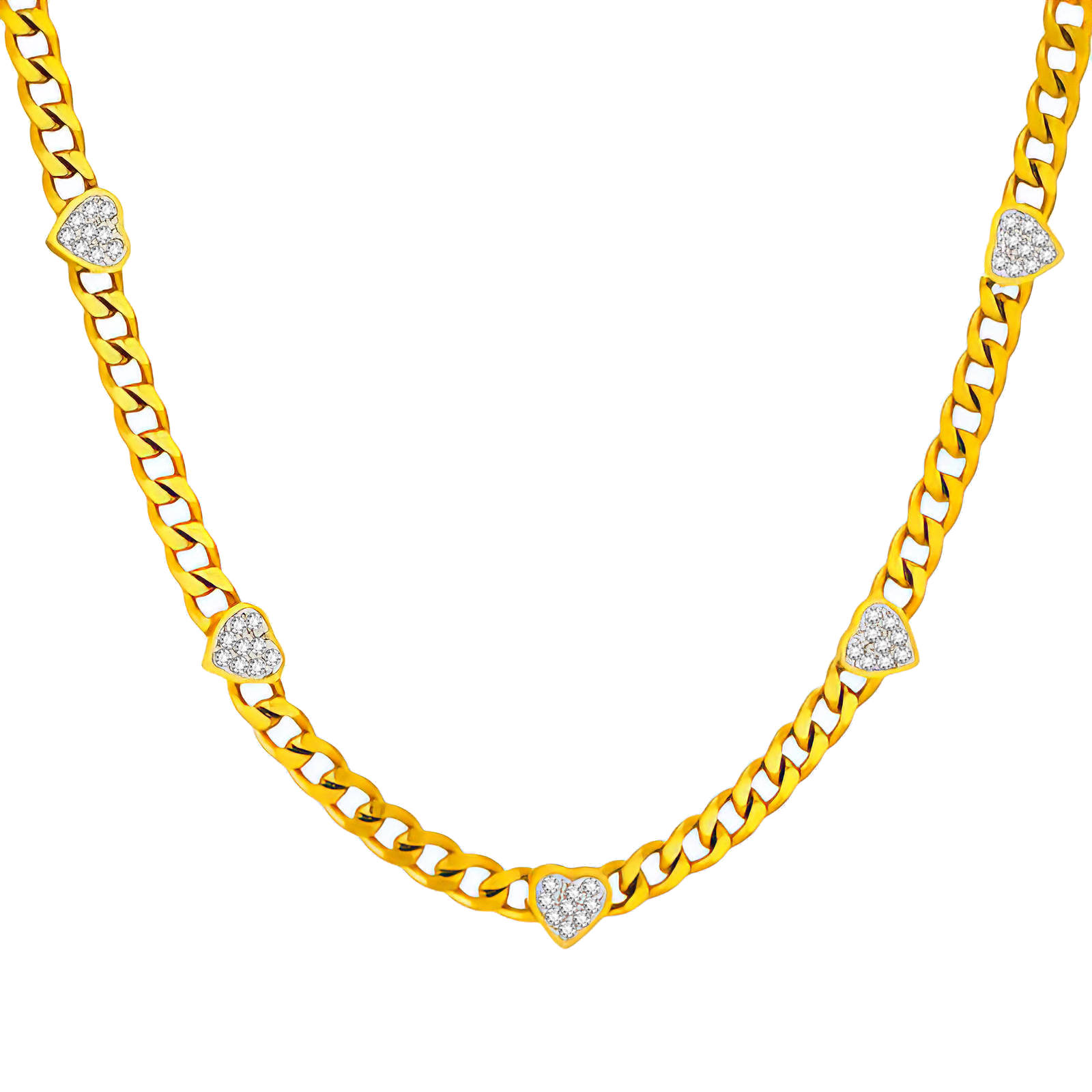 "Hearts" Necklace, 18K Gold Plated Steel