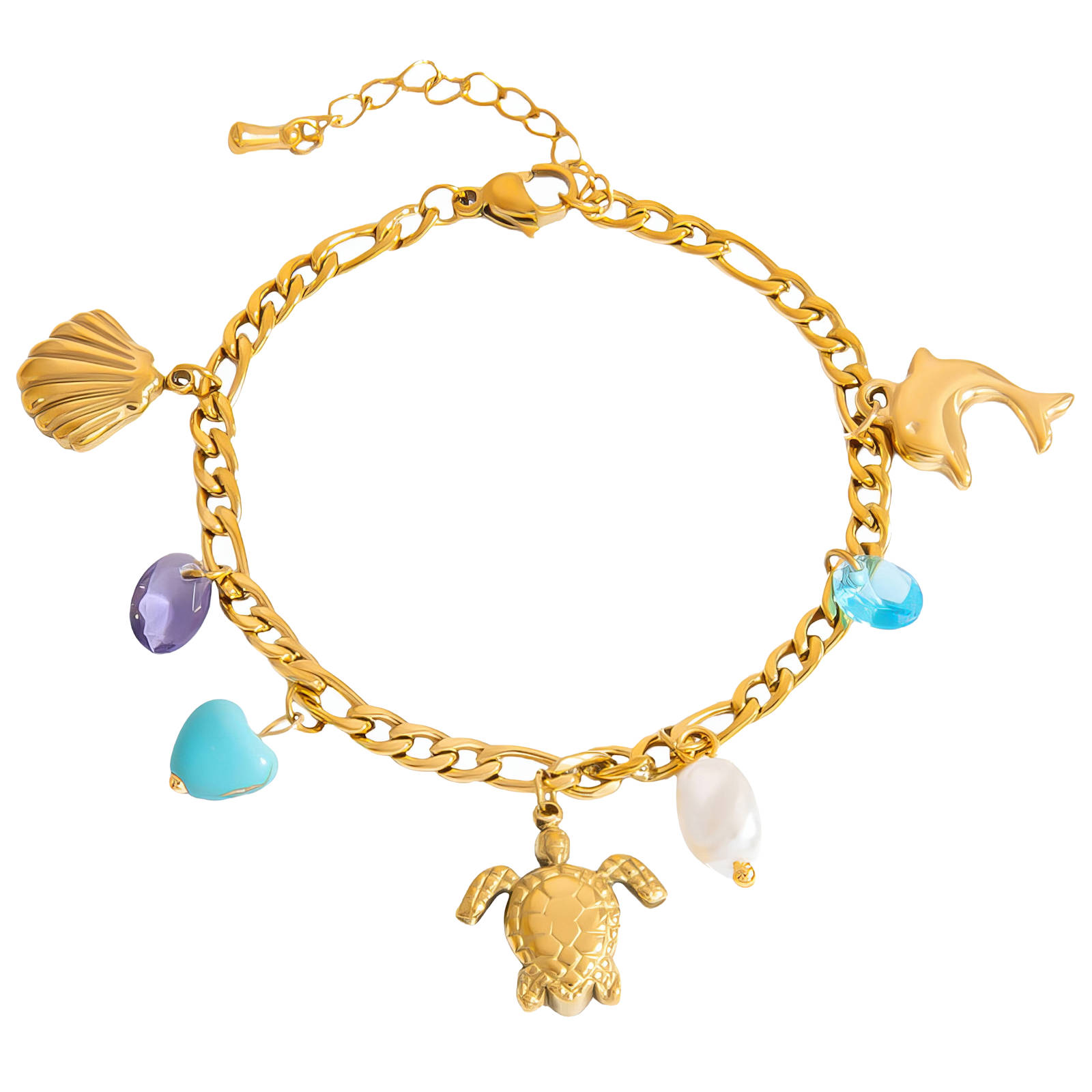 "Turtle" Bracelet, 18K Gold Plated Steel