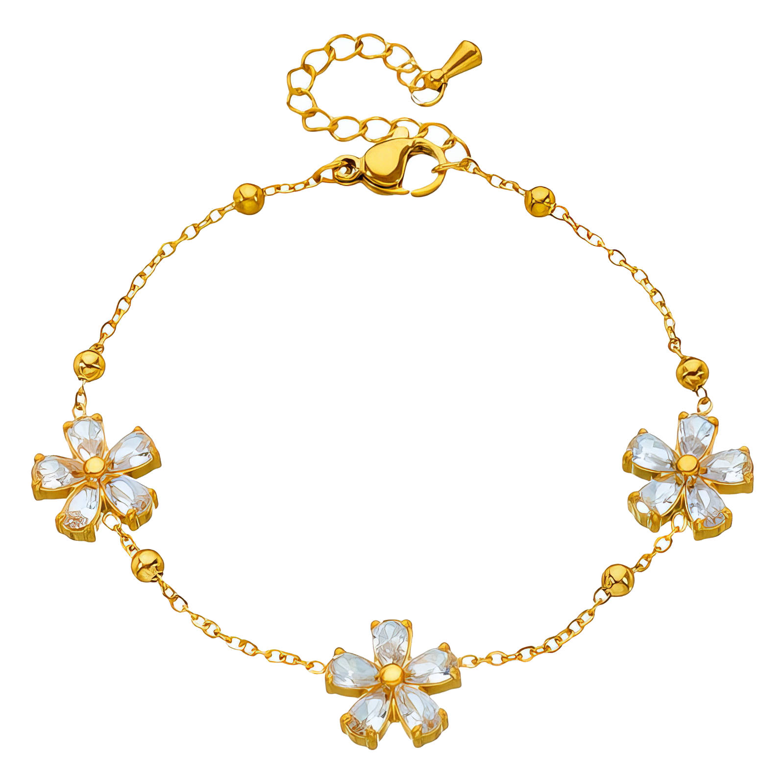 "Flower Meadow" Bracelet, 18K Gold Plated Steel