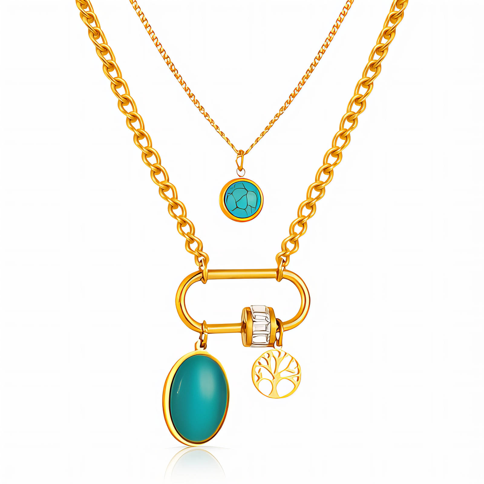 Necklace, 18K Gold Plated Steel