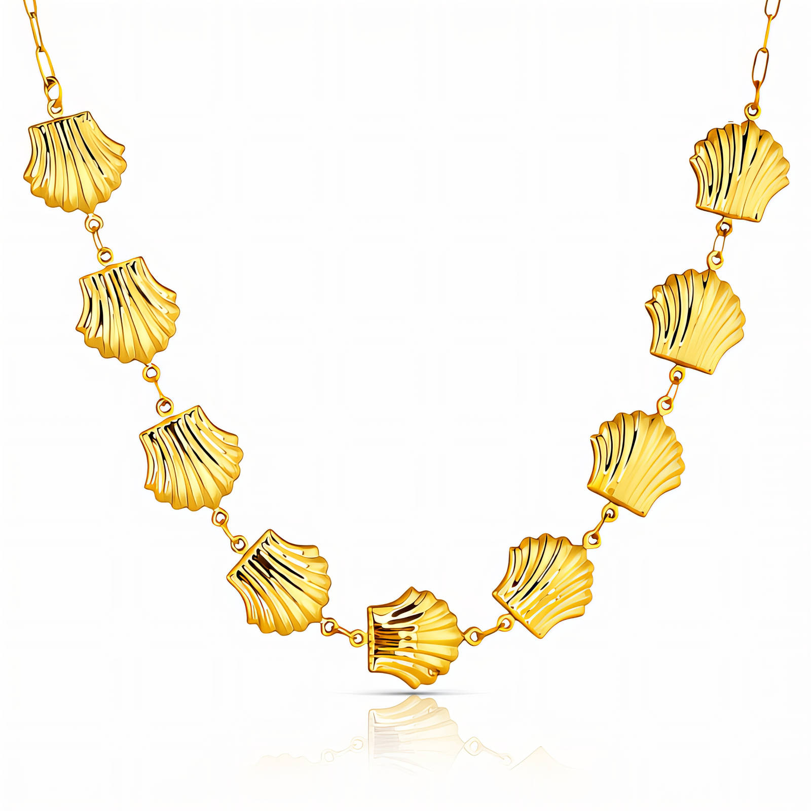 "Seashells" Necklace, 18K Gold Plated Steel