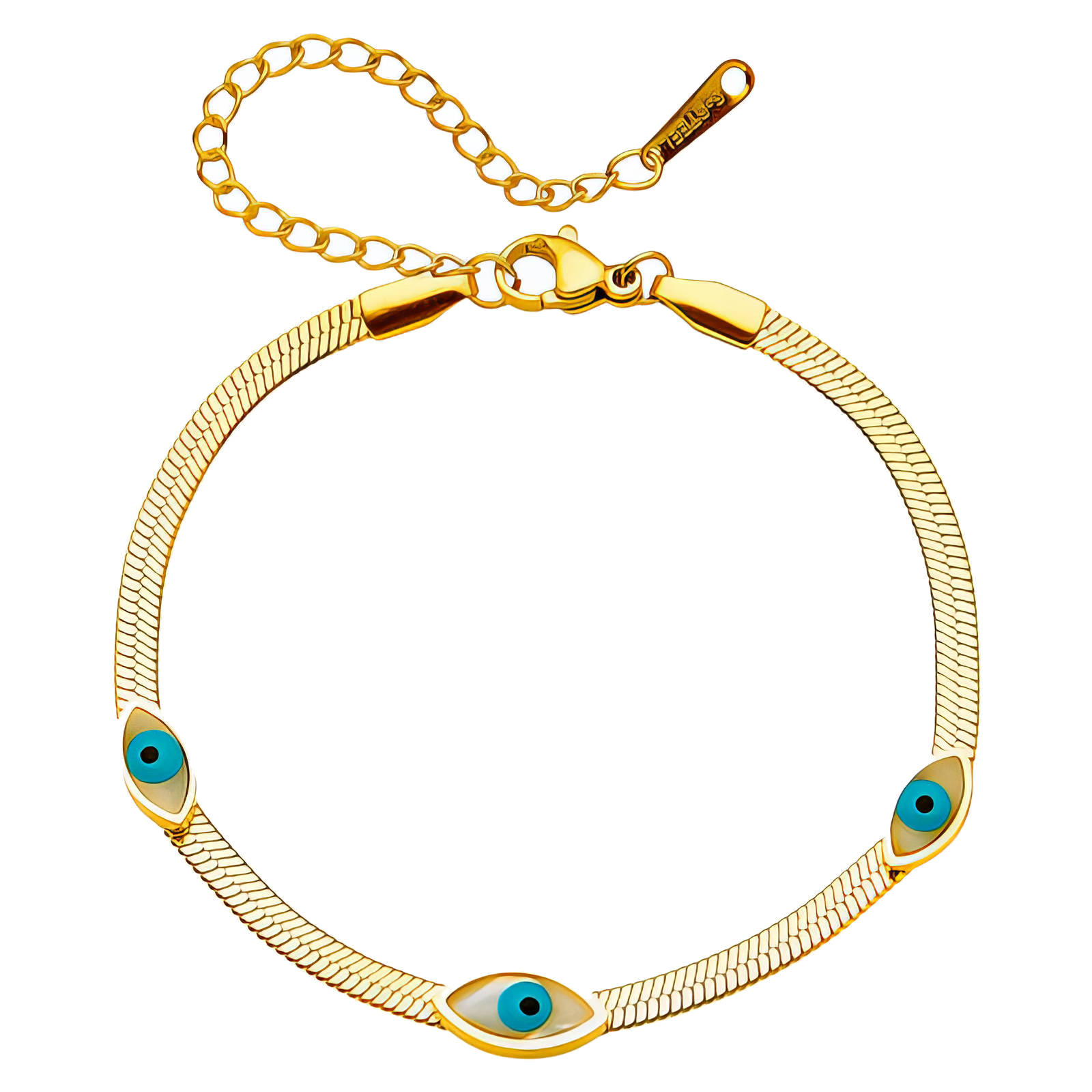 "Evil Eyes" Bracelet, 18K Gold Plated Steel