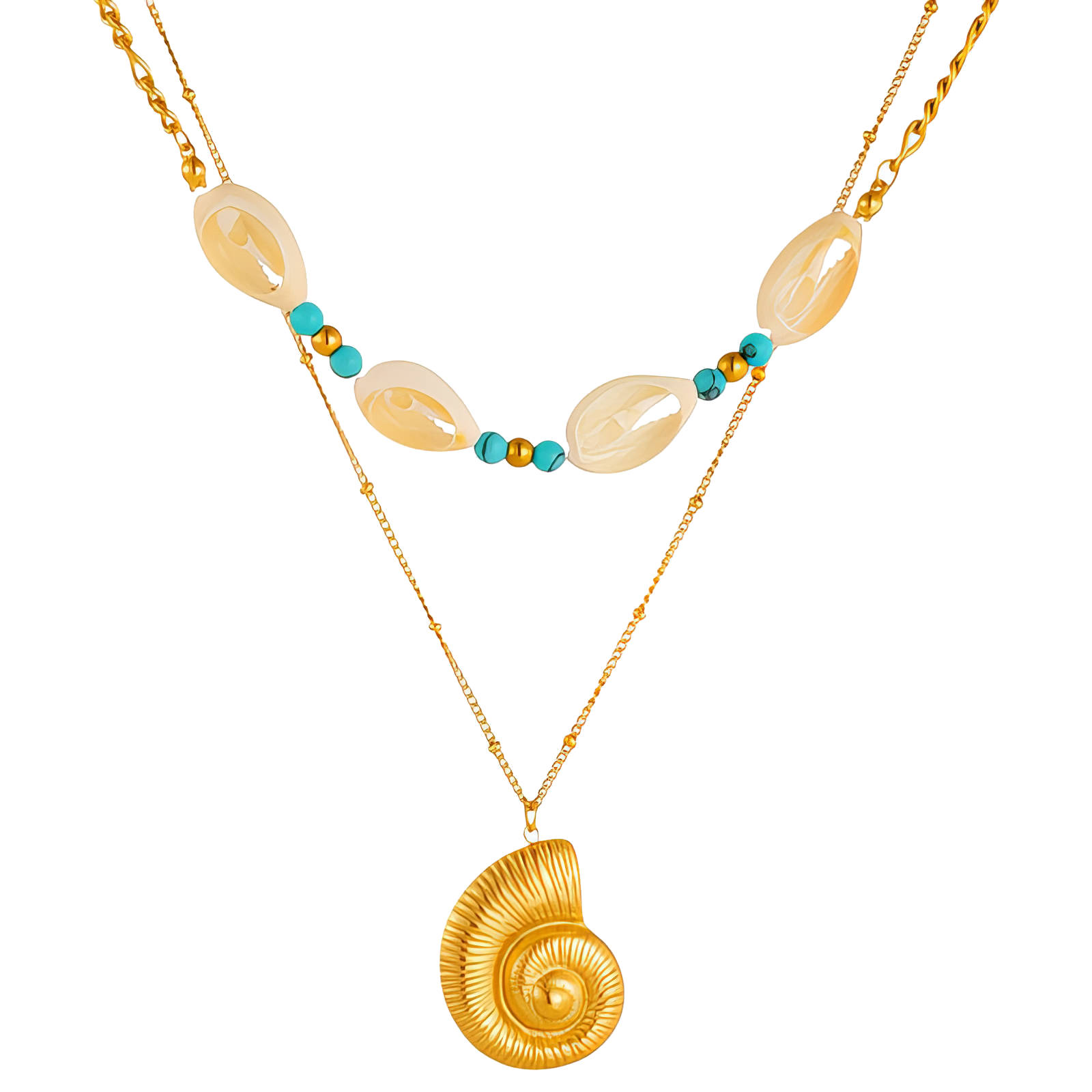 "Seashell" Necklace, 18K Gold Plated Steel