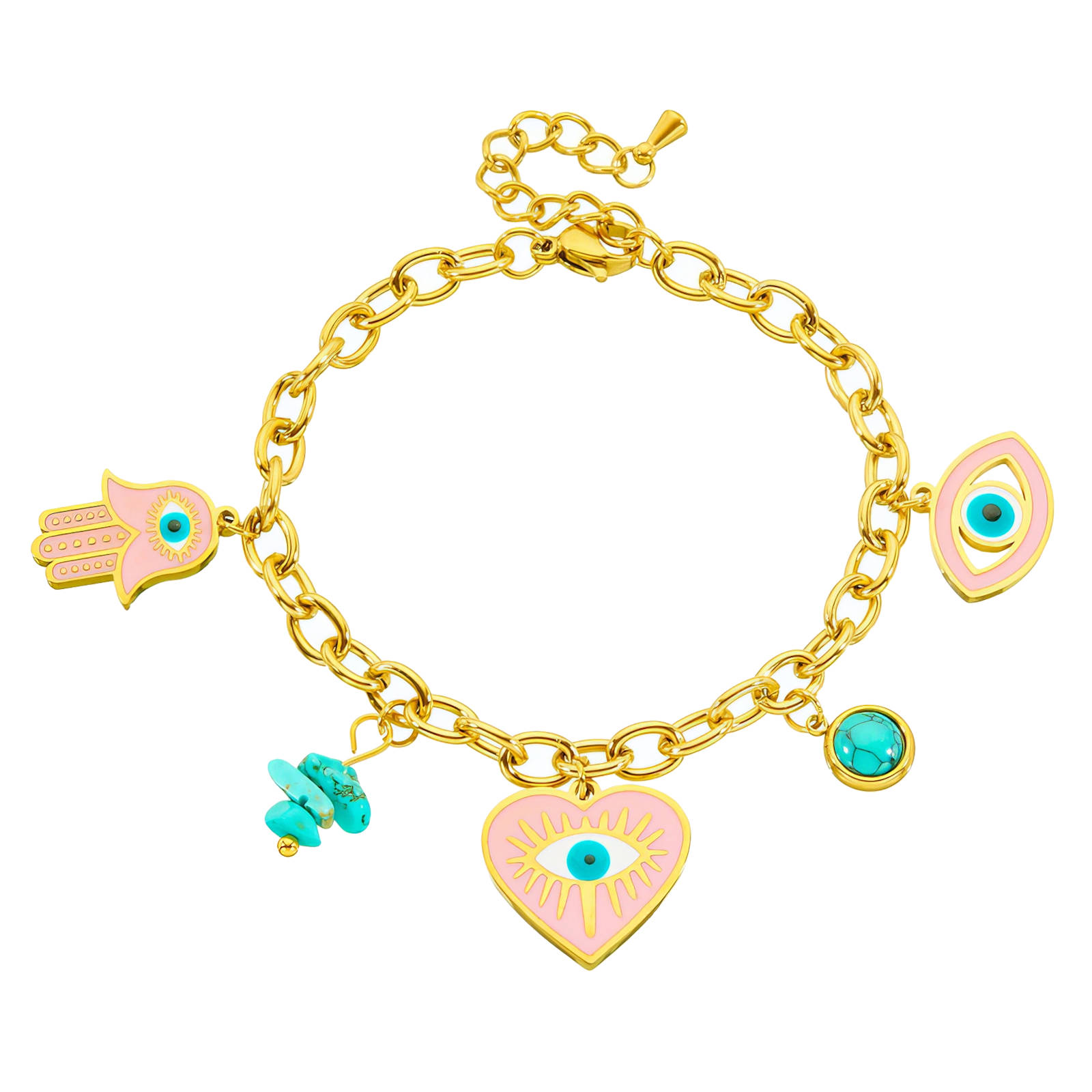 "Evil Eyes" Bracelet, 18K Gold Plated Steel