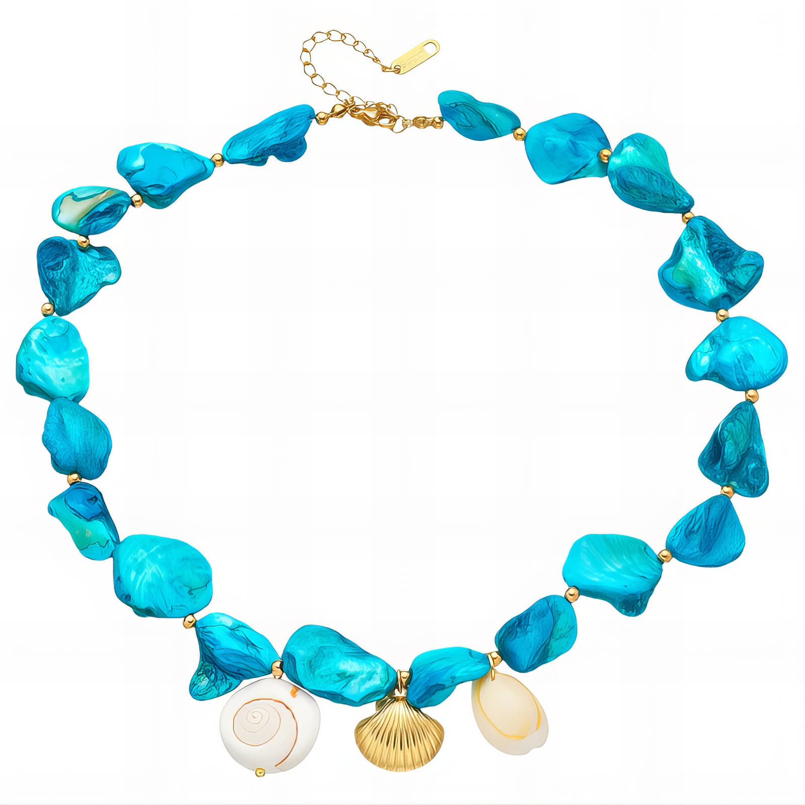 "Seashells" Necklace, 18K Gold Plated Steel