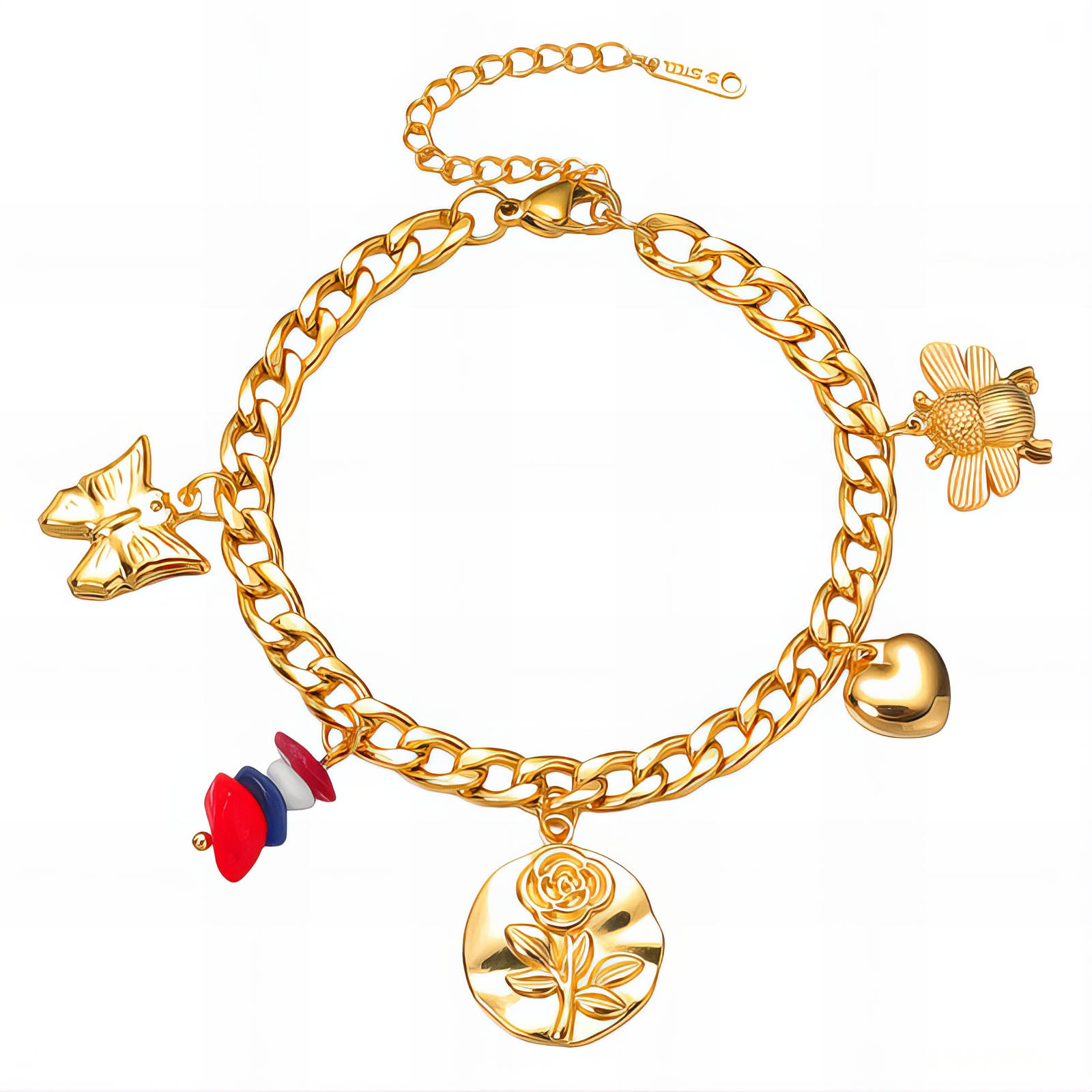 "Flower" Bracelet, 18K Gold Plated Steel