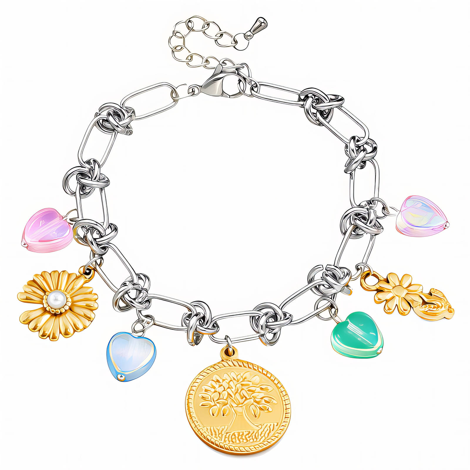 Bracelet, 18K Gold Plated Steel