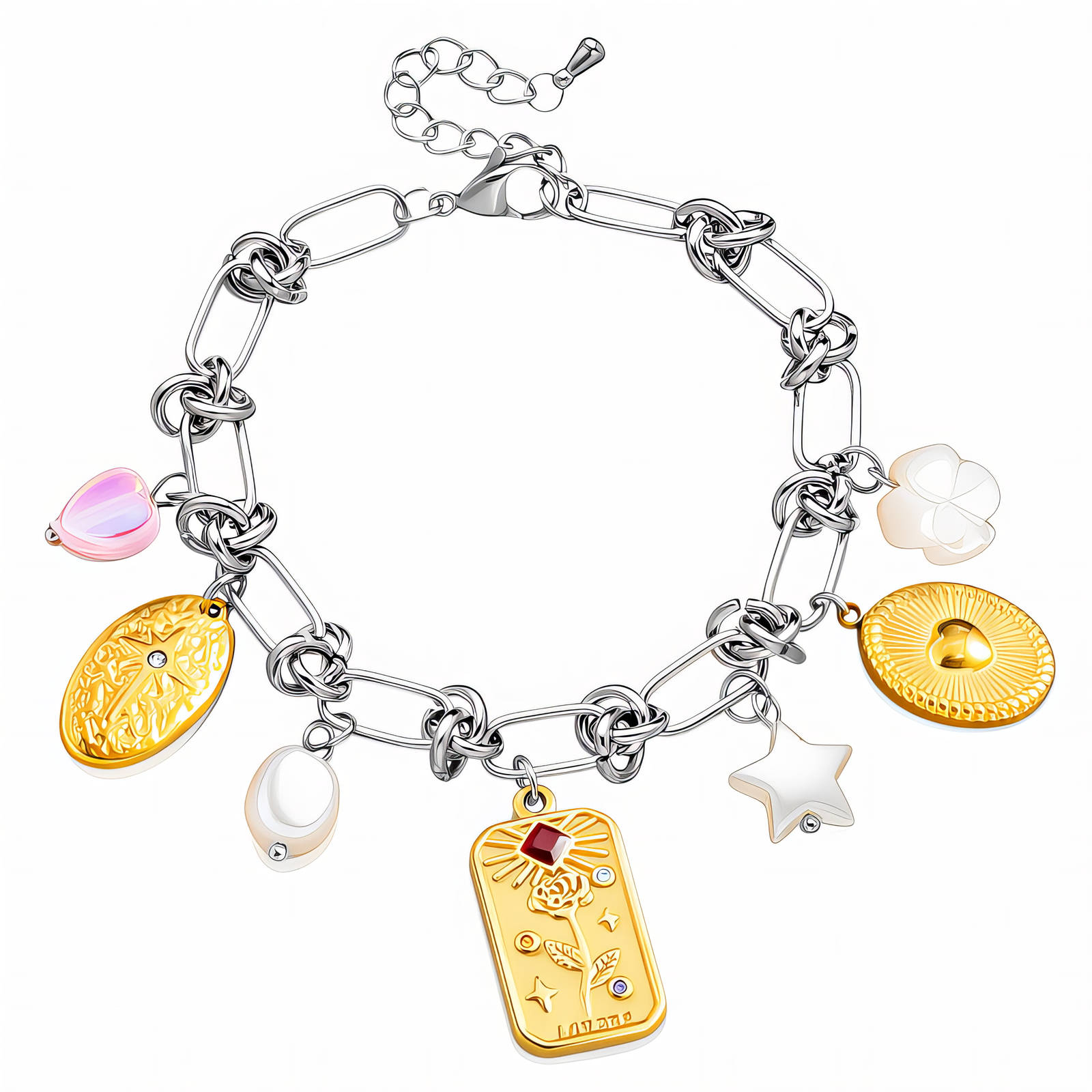"Flowers" Bracelet, 18K Gold Plated Steel