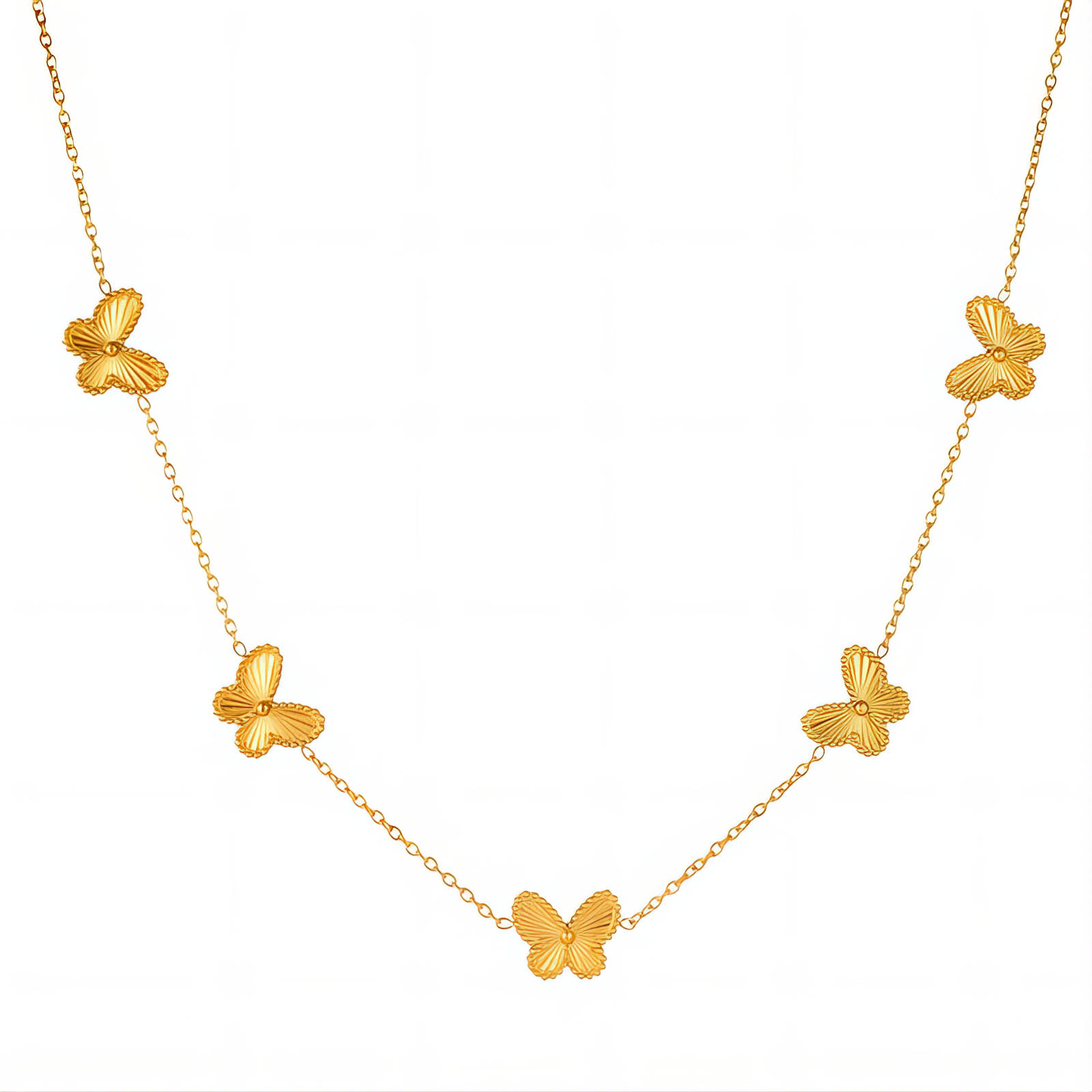"Butterflies" Necklace, 18K Gold Plated Steel
