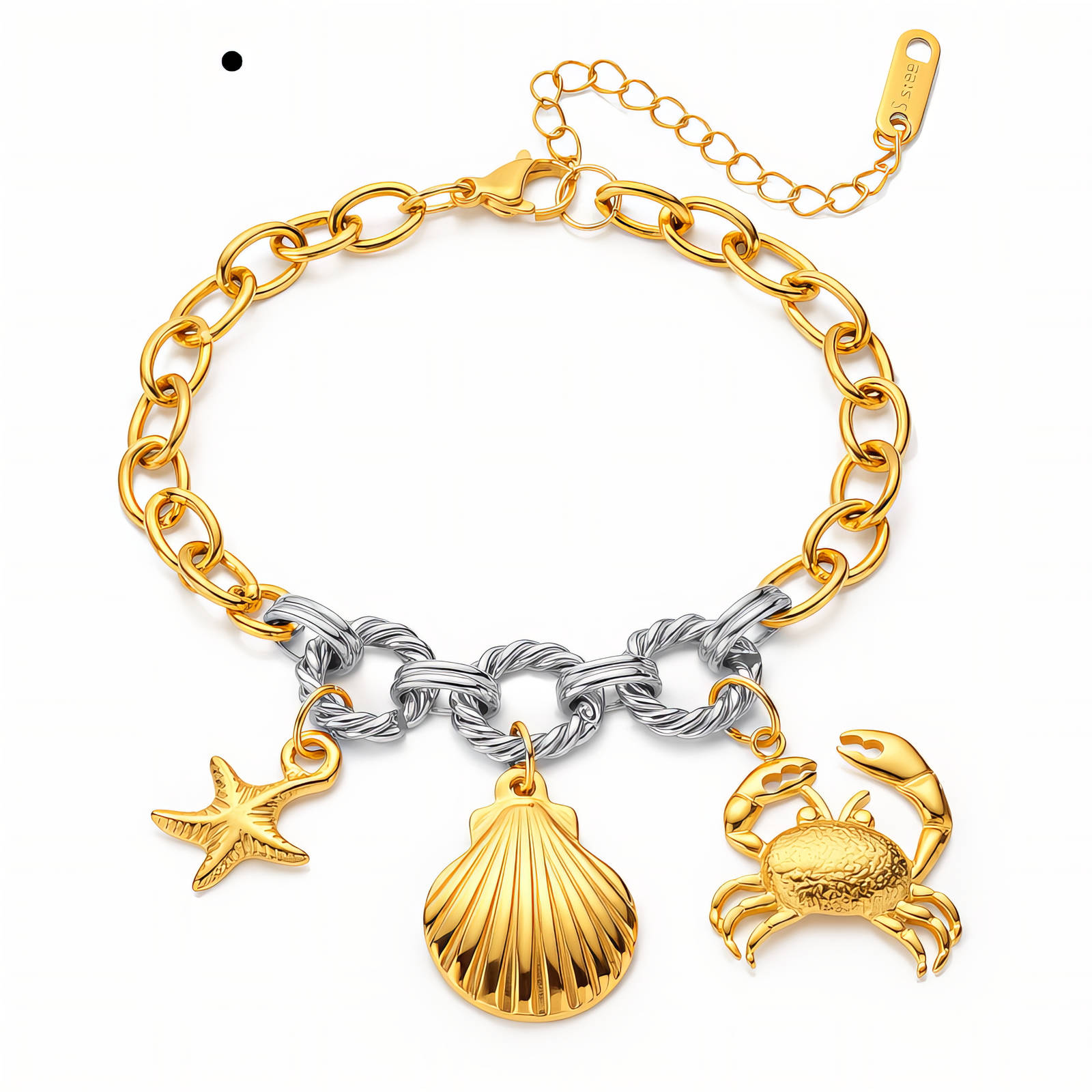 "Seashell" Bracelet, 18K Gold Plated Steel