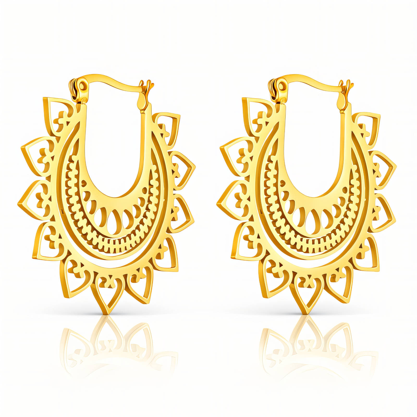 "Hearts" Earrings, 18K Gold Plated Steel