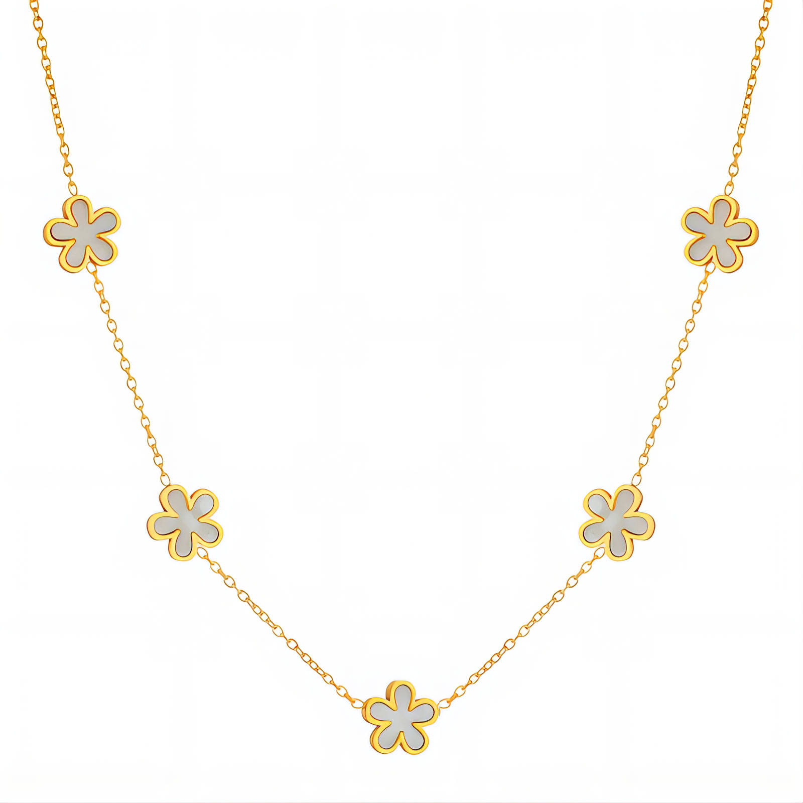 "Flower Meadow" Necklace, 18K Gold Plated Steel