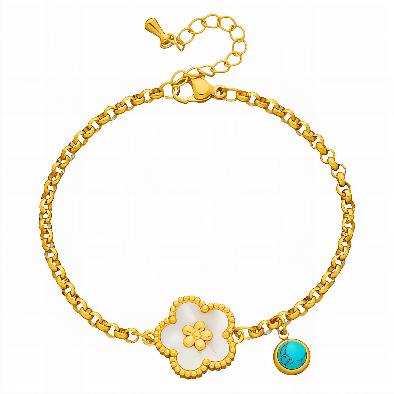 "Flower" Bracelet, 18K Gold Plated Steel